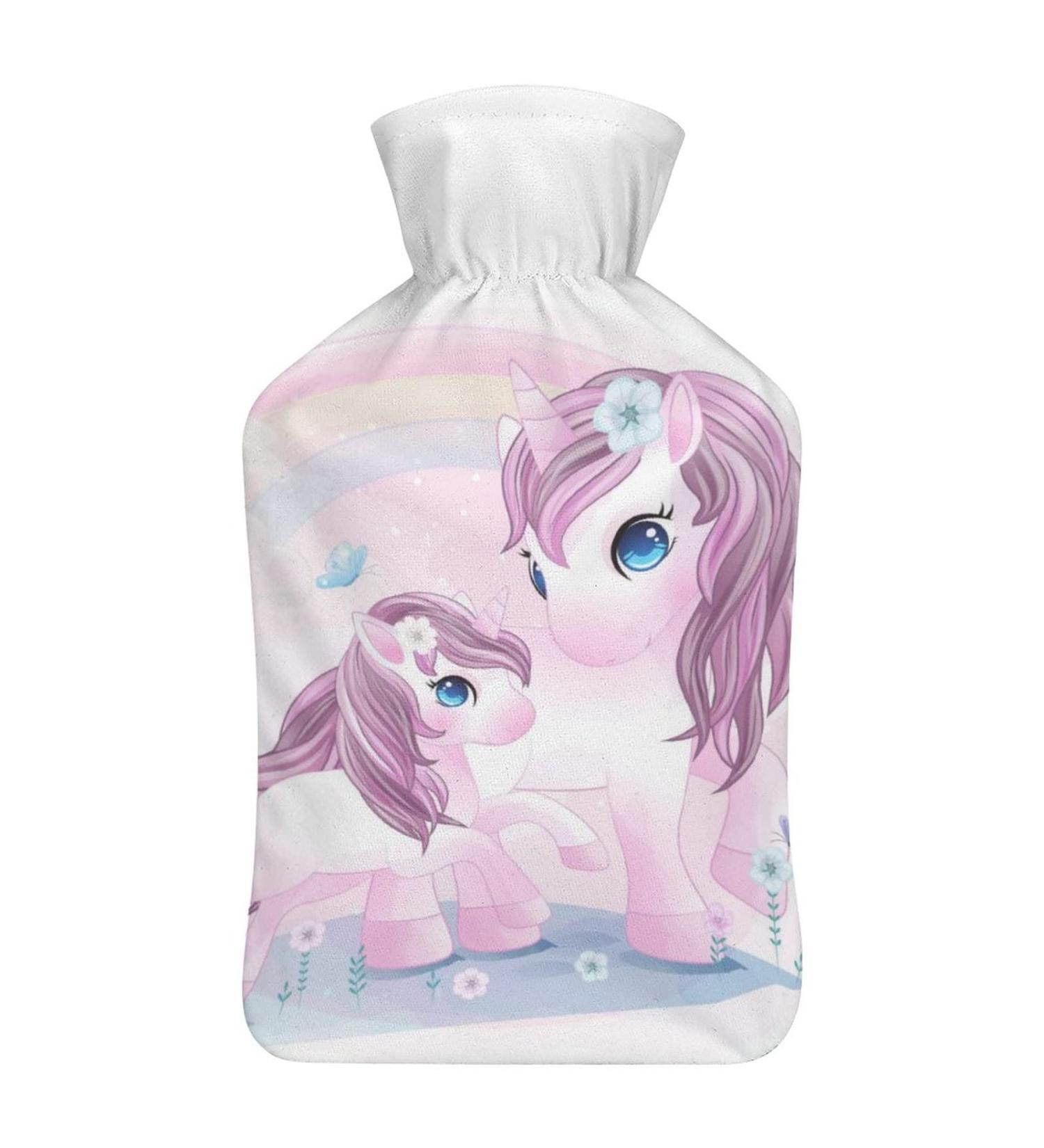 Unicorn Hot Water Bottle with Plush Cover - Cozy Bed Warmer for Kids & Adults | 26.5x15.3cm - Buy Online on GoSupps.com