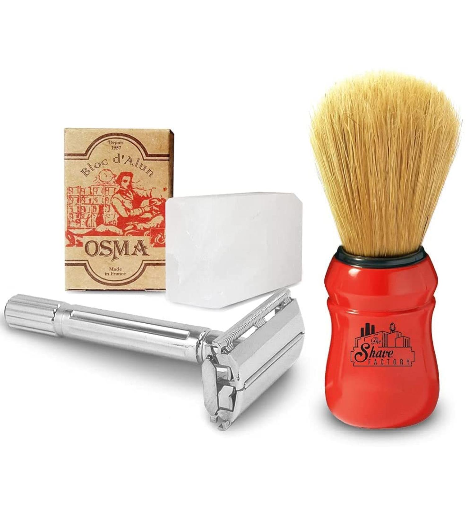 TSF Shaving Set with Omega Brush Bloc Osma and The Shave Factory Safety Razorred RED 1 count - Buy Online on GoSupps.com