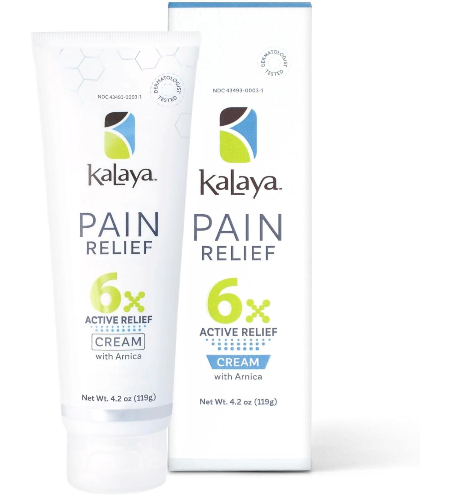 Kalaya 6X Extra Strength Pain Relief Cream (4.2 oz) - Natural Active Ingredients for Muscle and Joint Pain Relief - Ideal for Neck & Back Pain  Strains  Sprains  and Bruises - Buy Online on GoSupps.com
