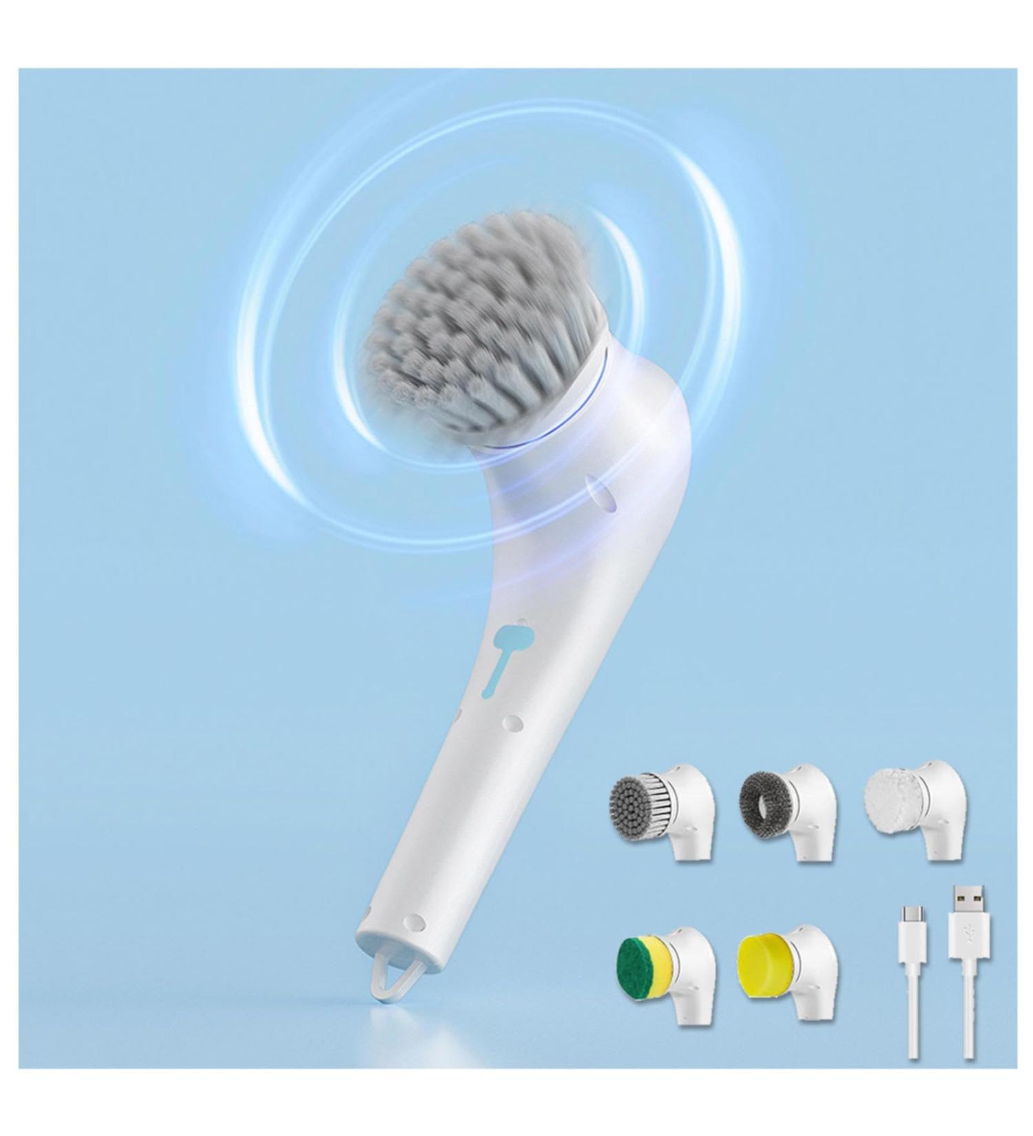 All Purpose Electric Cleaner with 5 Changing Heads Floor Scrubbers USB Charging 360 Vibration Cleaning E-Spin Scrubber for Kitchen/Bathroom/Floor/Car/Glass - Buy Online on GoSupps.com