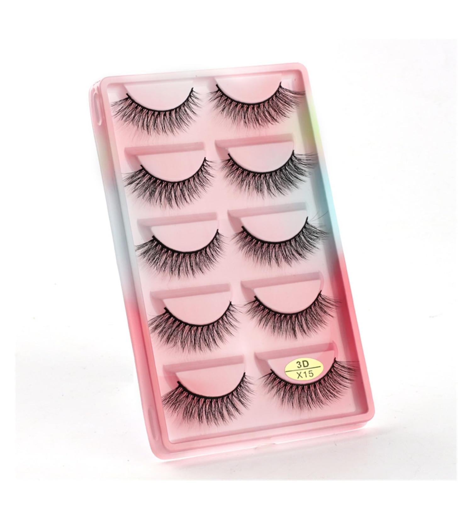 UAMOU 10/50/100 Boxes Mink Eyelashes Fluffy 3D Mink Lashes Makeup Natural Long Volume False Eyelashes Bulk Faux Cils Custom Cheerfully (Color : 5 Pairs X15CS Size : 10 Boxes) - Buy Online on GoSupps.com