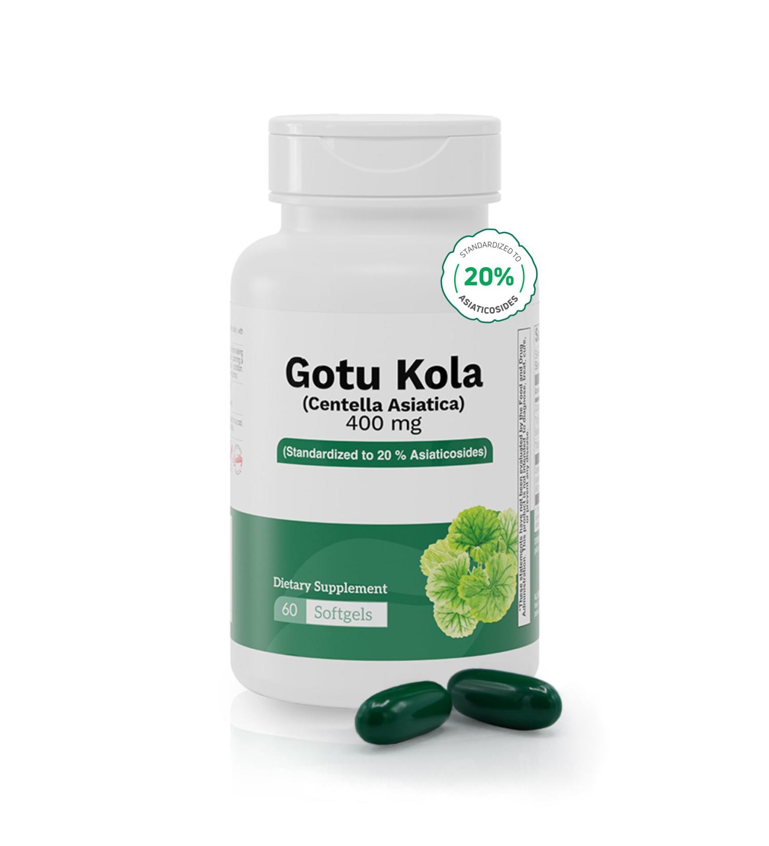 Nutra Nutrition Gotu Kola 400mg Capsules 20% Asiaticosides Standardized Centella Asiatica Extract Supports Circulation, Brain & Cognitive Function 60 Softgels - Buy Online on GoSupps.com