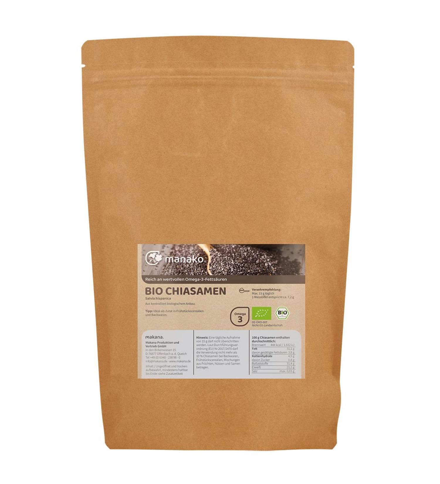 Manako Organic Chia Seeds 1 Pack (1 x 1 kg)