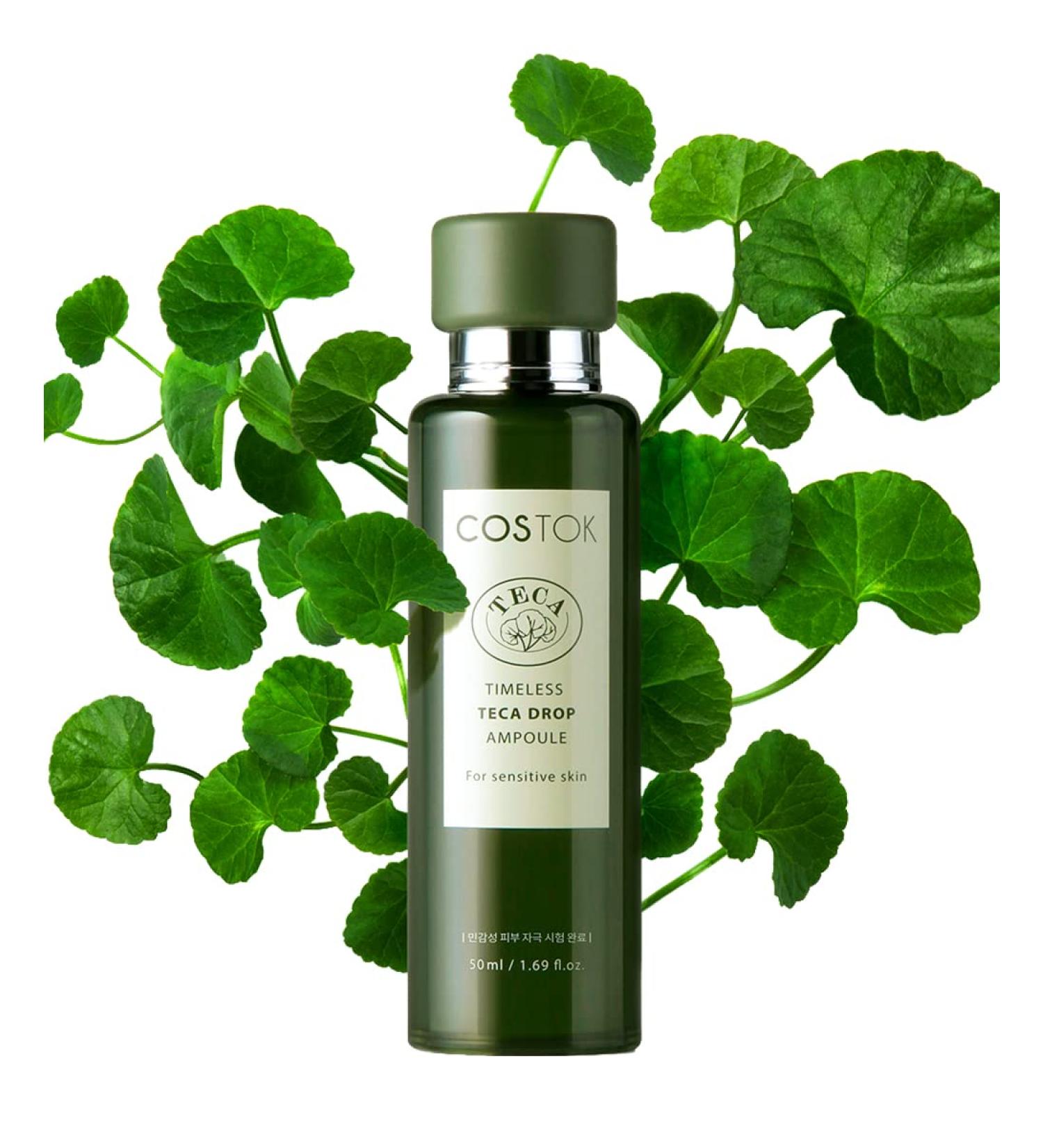 COSTOK Timeless TECA Drop Ampoule 50ml with Centella Asiatica Extract TECA Technology Hypoallergenic Soothing Hydrating Facial Serum for Sensitive Skin - Buy Online on GoSupps.com