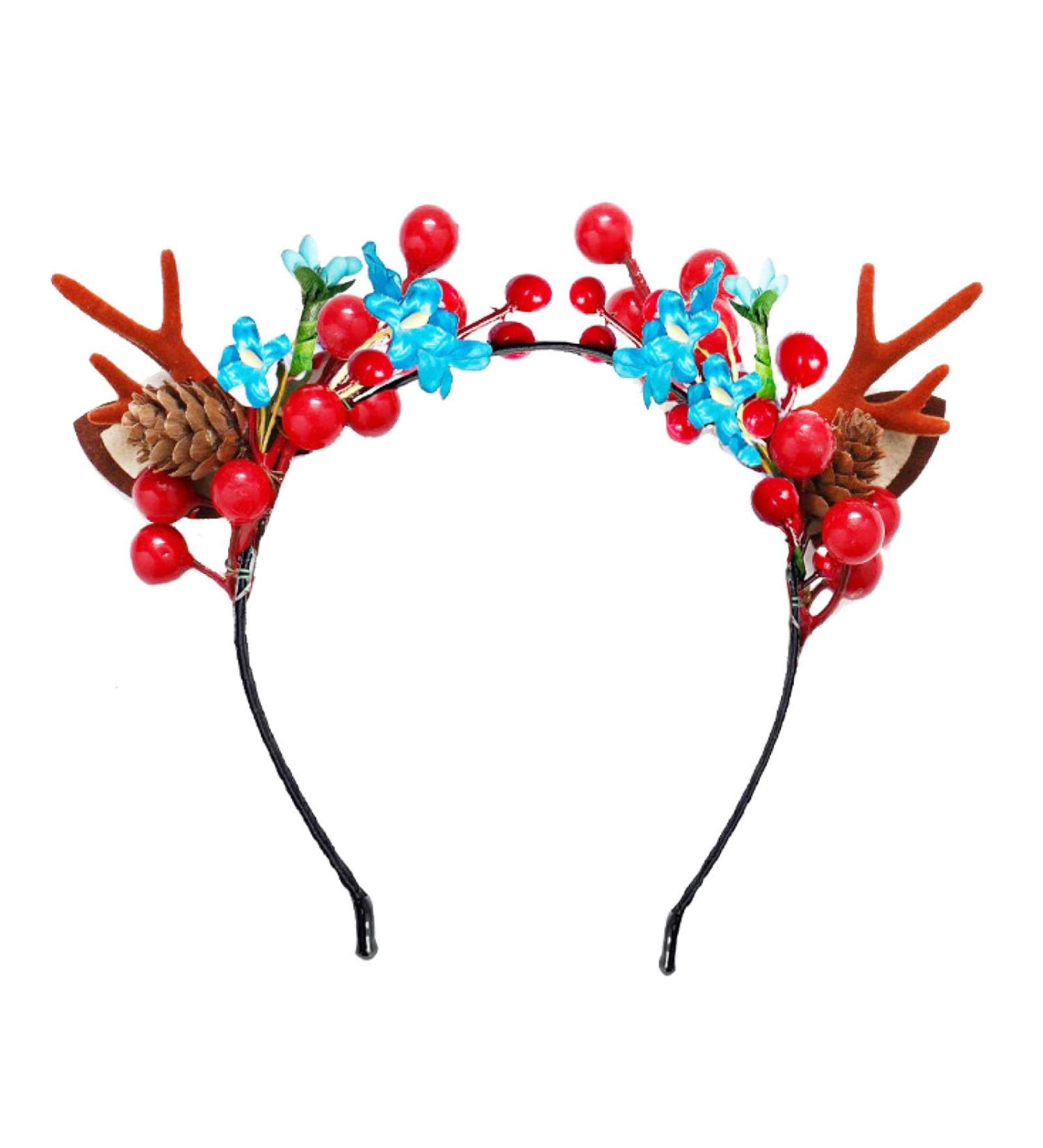 Jxuane Christmas Headband Christmas Flower Deer Headband Flower Antlers Headband Flower Antlers hair piece Animal Horns Headwear Flower Antlers Hair Accessories for Girls and Women - Buy Online on GoSupps.com