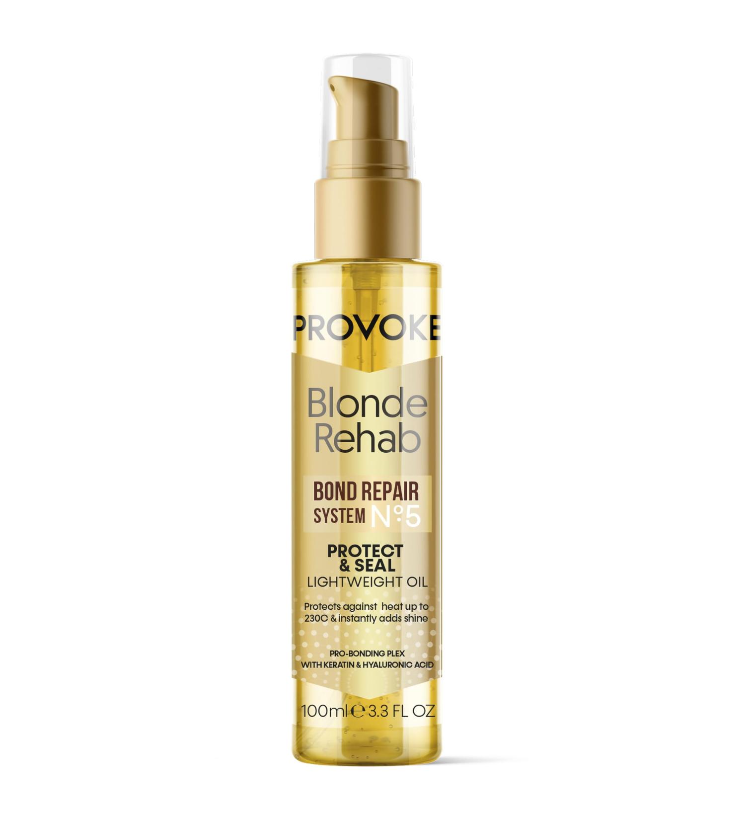 PROVOKE Blonde Rehab N0'5 Protect and Seal Bond Repair Hair Oil 100 ml Protects from Heat & Adds Shine in 1 Use with a Pro Bonding Complex Keratin & Hyaluronic Acid for Blonde Damaged Hair Gold - Buy Online on GoSupps.com