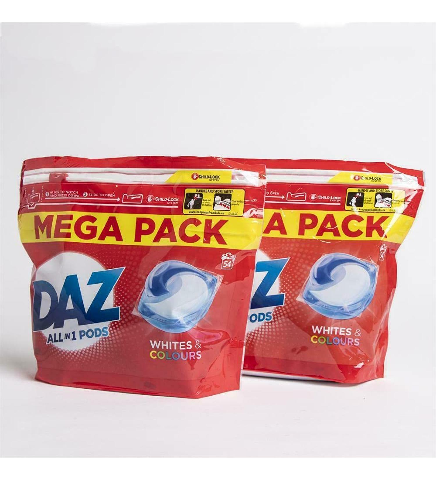 Daz All-in-1 Pods Washing Liquid Capsules For Whites & Colours (2 x 54 Washes) - Buy Online on GoSupps.com