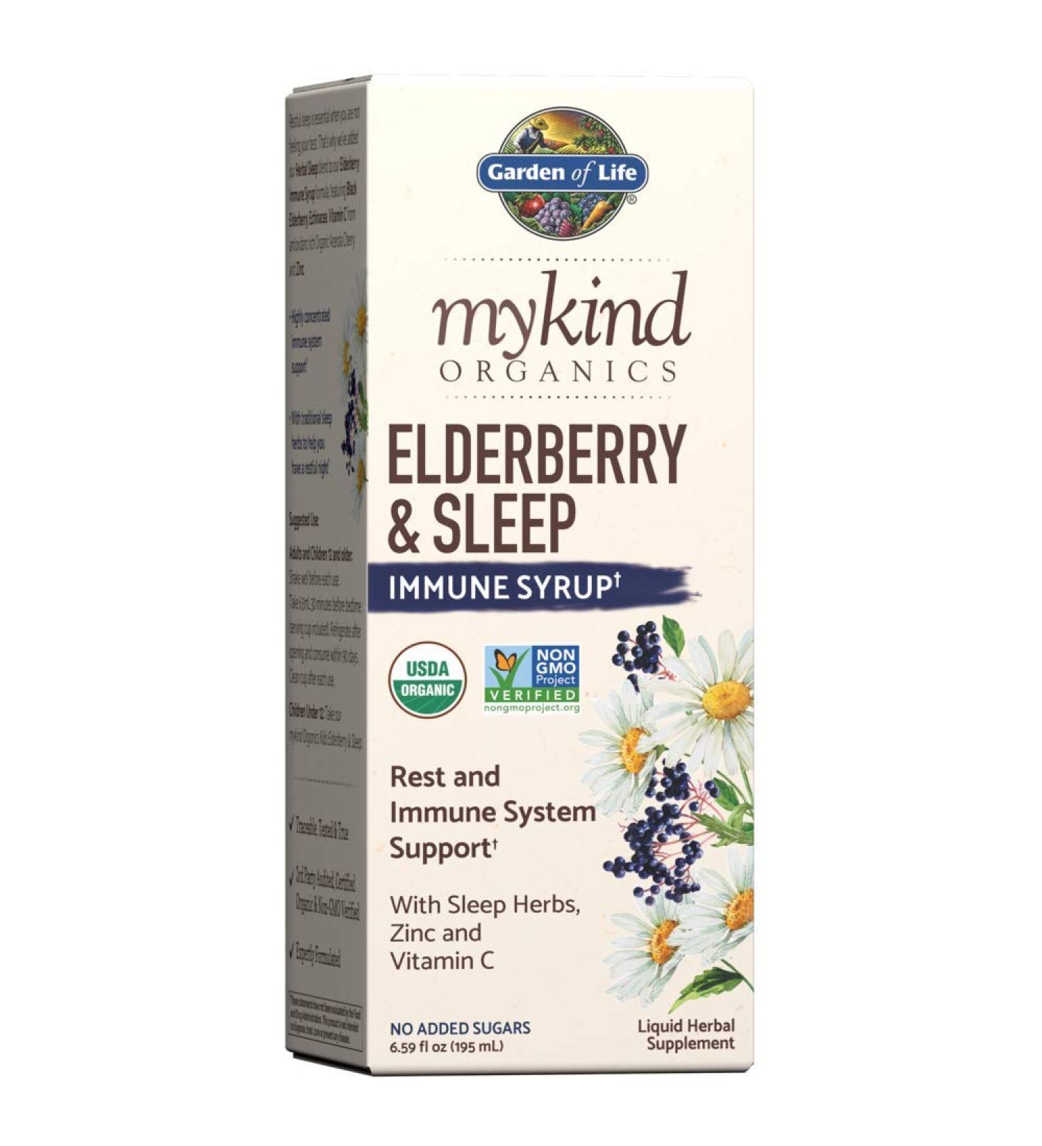 Garden of Life Elderberry Zinc Immune Support Syrup for Adults & Kids 12+, Vitamin C, Sleep Herbs - 6.59 fl oz - Buy Online on GoSupps.com