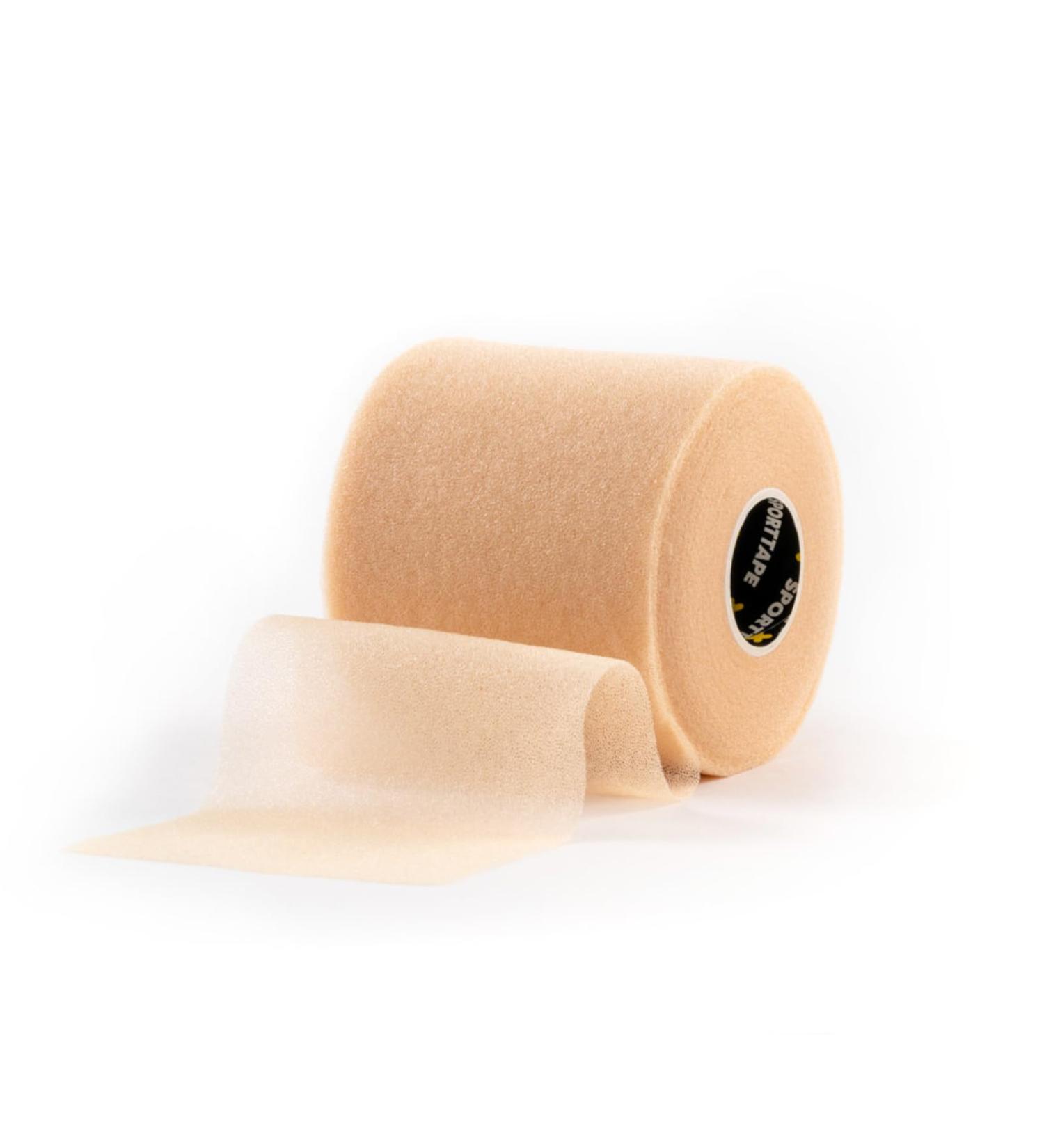 SPORTTAPE Soft Foam Underwrap 7cm x 27m - Beige | Non-Adhesive Hypoallergenic Protective Foam Wrap for Football Hair Bands & Shin Guards - Buy Online on GoSupps.com