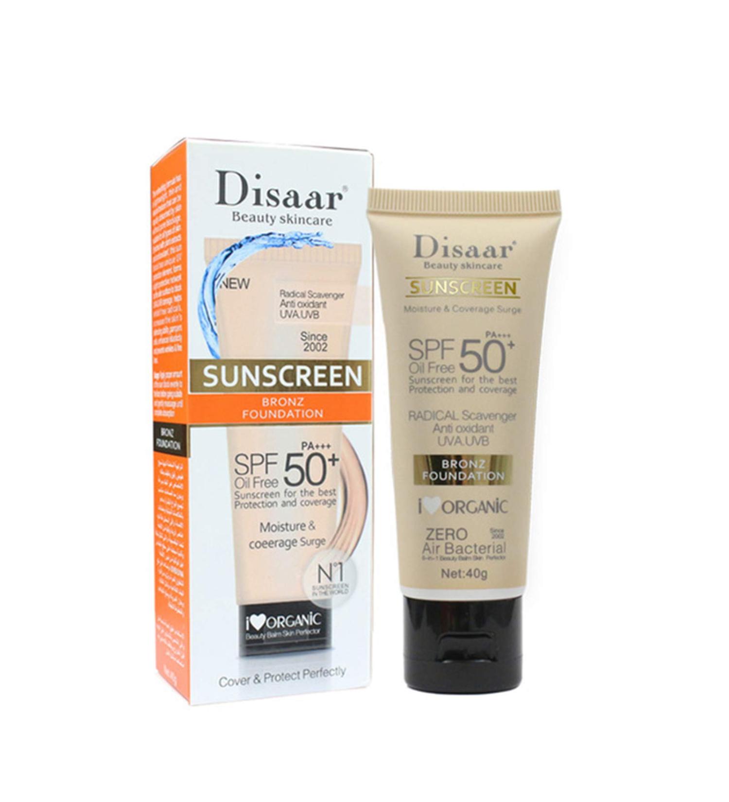 DISAAR Beauty Disaar Sunscreen Bronz Foundation Spf50+ Pa+++ Oil Free Protection Sunblock 40G - Buy Online on GoSupps.com