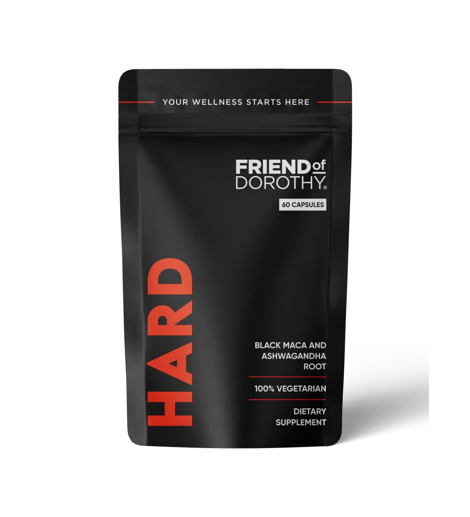 FRIEND OF DOROTHY - Hard Supplement for Men - Black Maca & Ashwagandha Root - Natural Performance Support - Enhances Energy Vitality Hormonal Balance - (60 Capsules/Pouch) - Buy Online on GoSupps.com