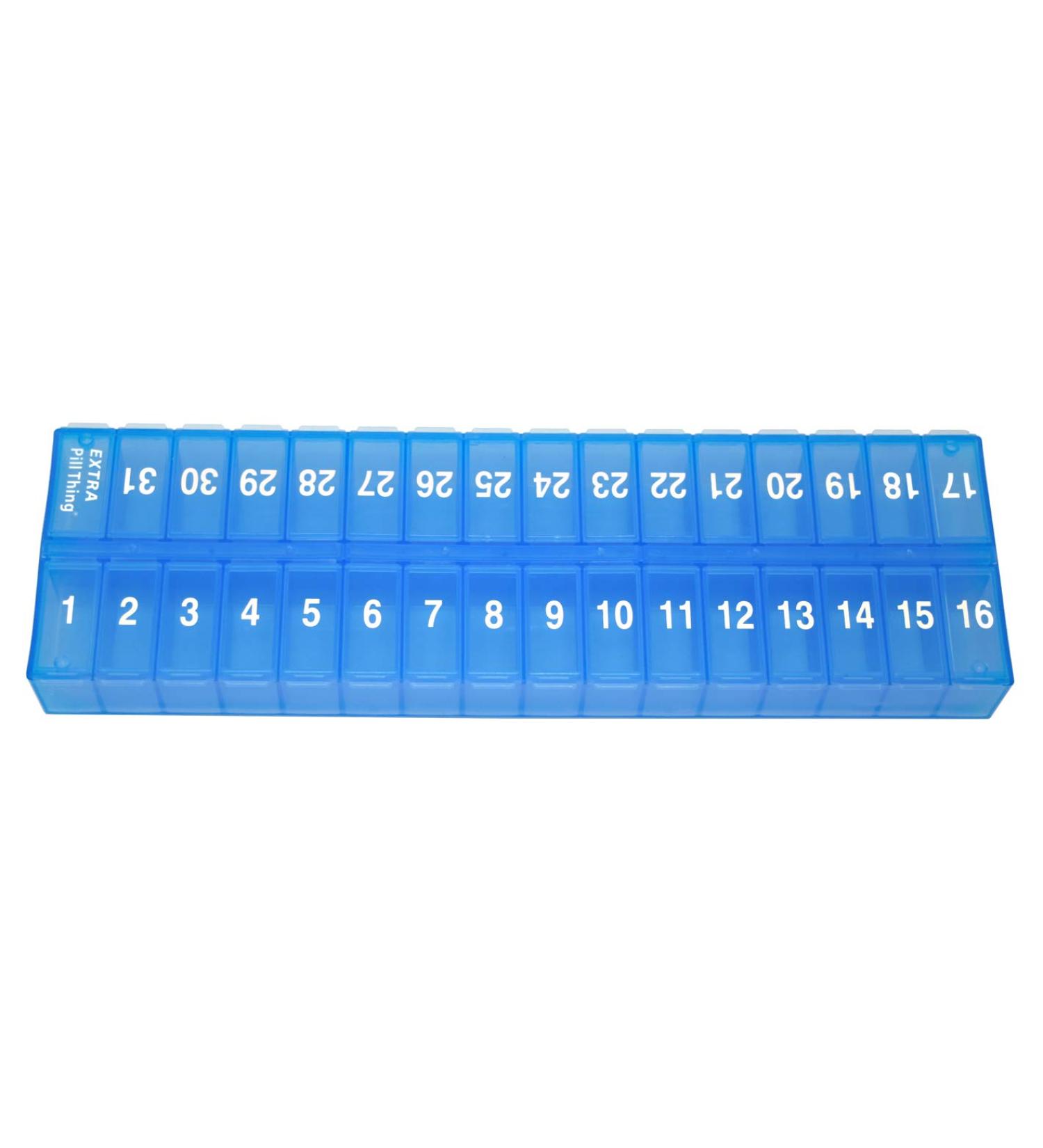 PillThing 1 Time a Day Monthly Pill Organizer - 31 Day Dispenser with Extra Compartment - Large Daily Pillbox for Vitamins & Supplements - Buy Online on GoSupps.com