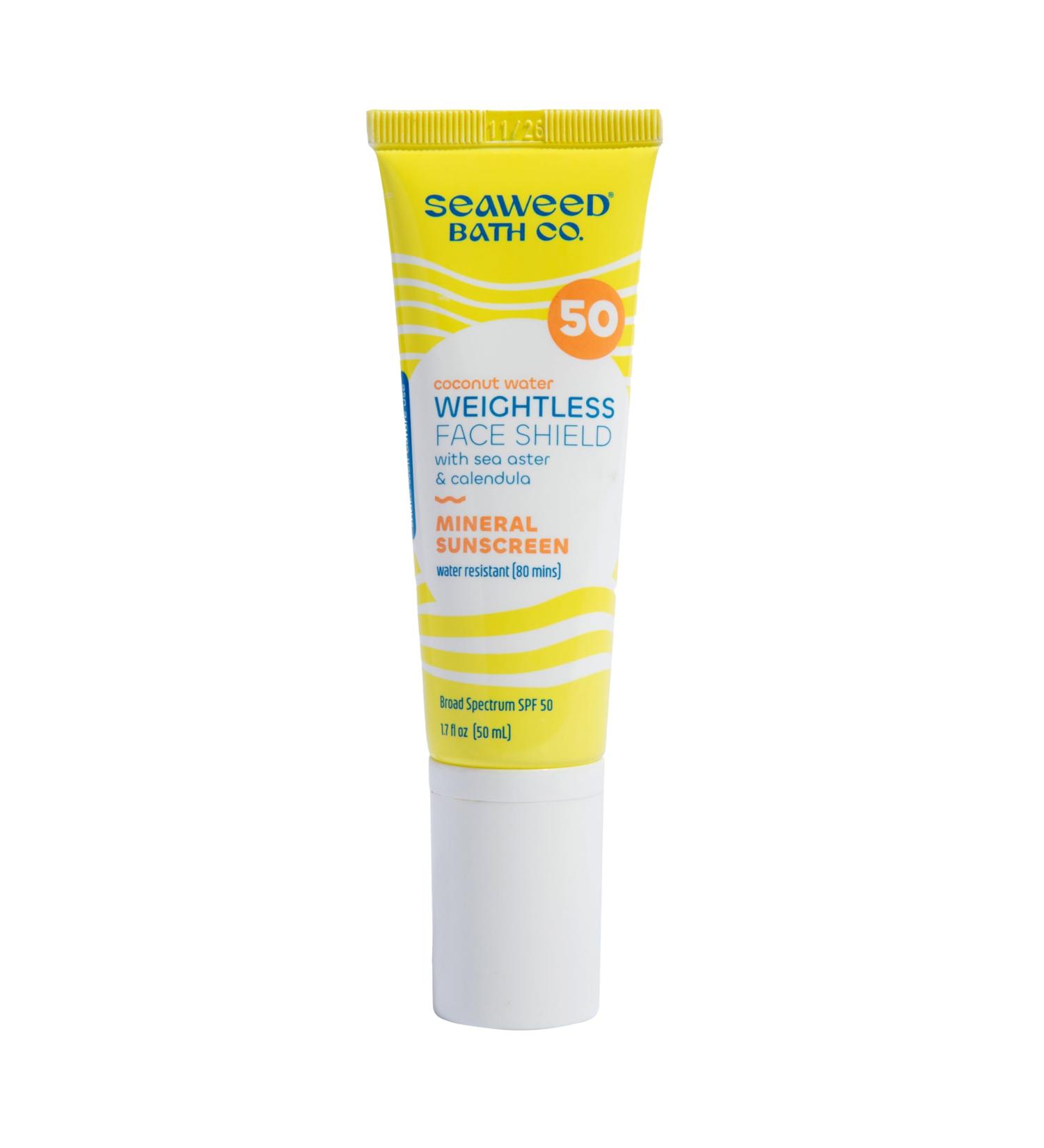 Weightless Face Shield SPF 50 - Seaweed Bath Co. Zinc Oxide Sunscreen Serum | Lightweight Water Resistant Facial Moisturizer - 1.7 Oz | Shop Internationally - Buy Online on GoSupps.com