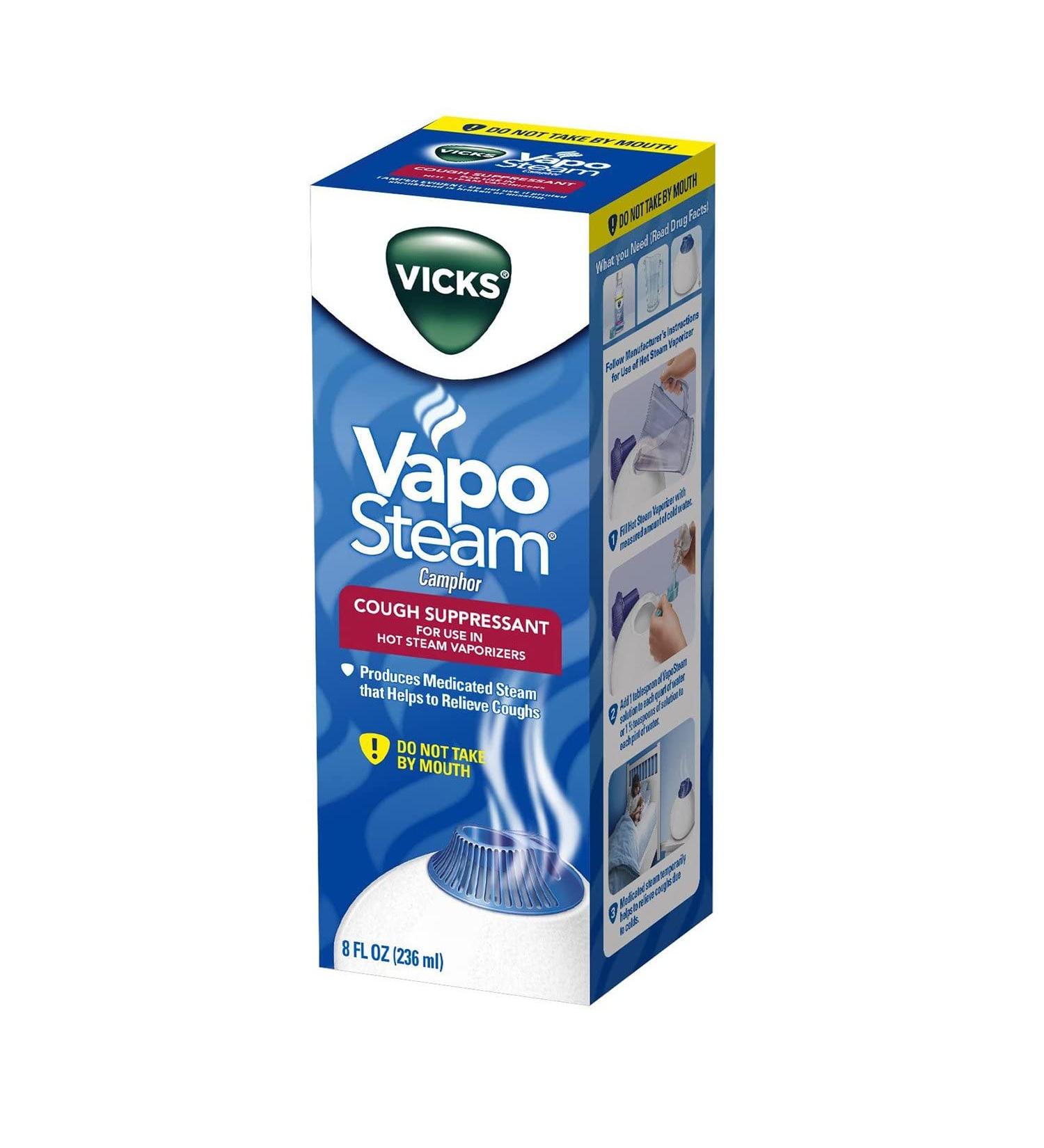 Vicks VapoSteam Liquid 8 Ounce - Fast-Acting Relief for Congestion - Buy Online on GoSupps.com