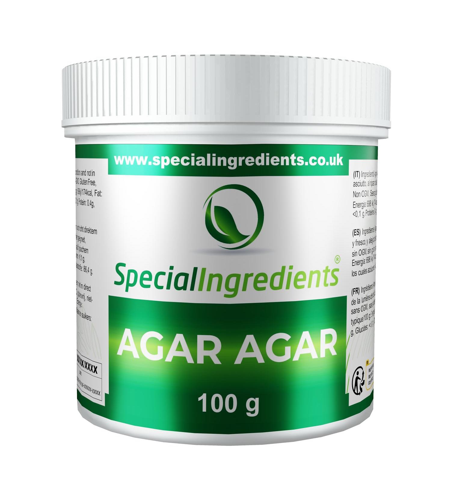 Special Ingredients Agar Agar en poudre 100g - G latine v g tale - G lifiant et paississant alimentaire pour v g taliens et v g tariens sans OGM sans gluten - Qualit sup rieure 100 g (Lot de 1) - Buy Online on GoSupps.com