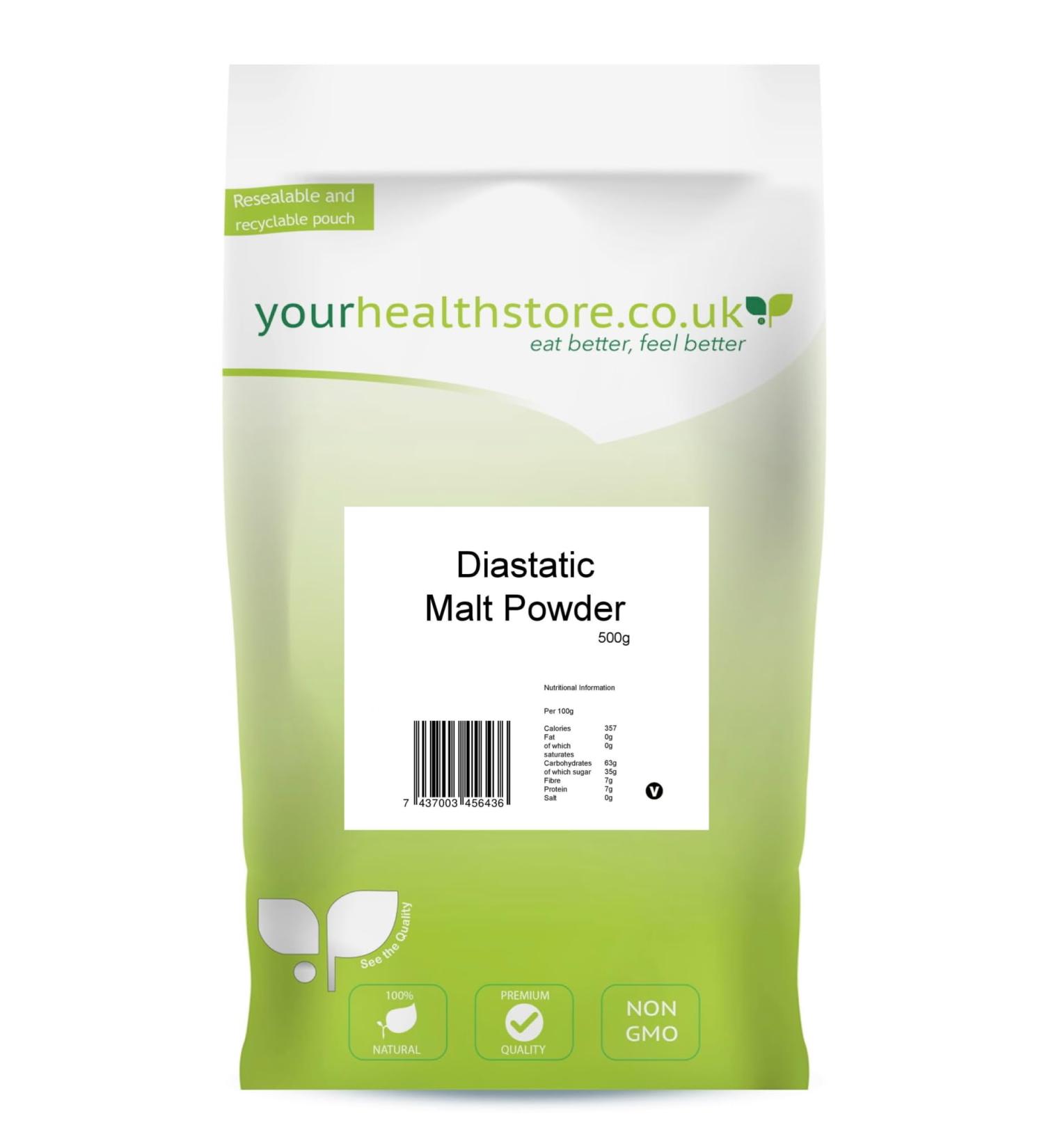 yourhealthstore Premium Diastatic Malt Powder 500g Barley Malt for Bread Making