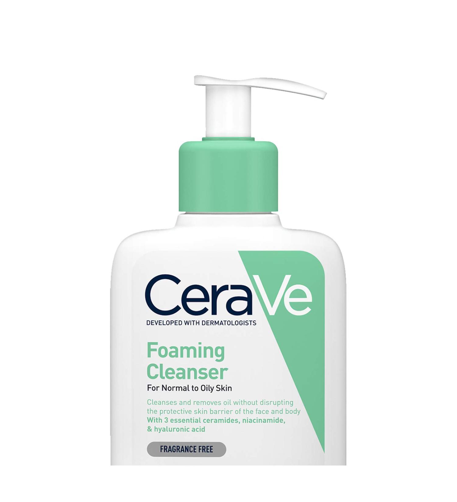 CeraVe Foaming Cleanser for Normal to Oily Skin 473ml with Niacinamide and 3 Essential Ceramides 473 ml (Pack of 1) - Buy Online on GoSupps.com