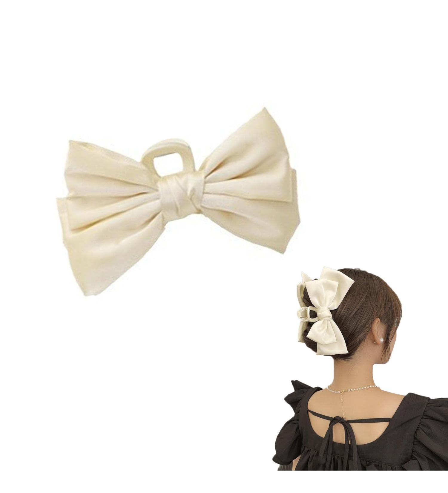 XHLIZHU Bow Hair Claw Clip Big Black Bowknot Hair Clips for Long Thick for Women Girls (White) - Buy Online on GoSupps.com