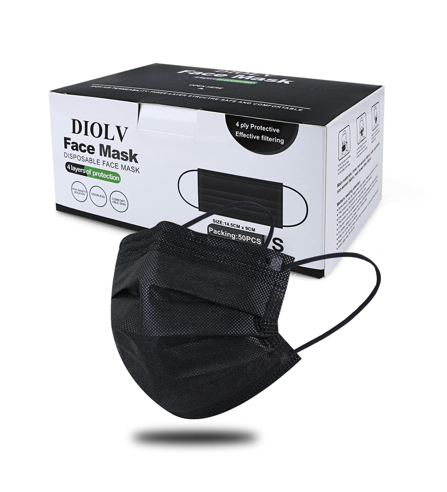 DIOLEV 50 Pcs Kids Disposable Face Masks - Small Size Jet Black | 4-Ply Breathable Masks - Buy Online on GoSupps.com