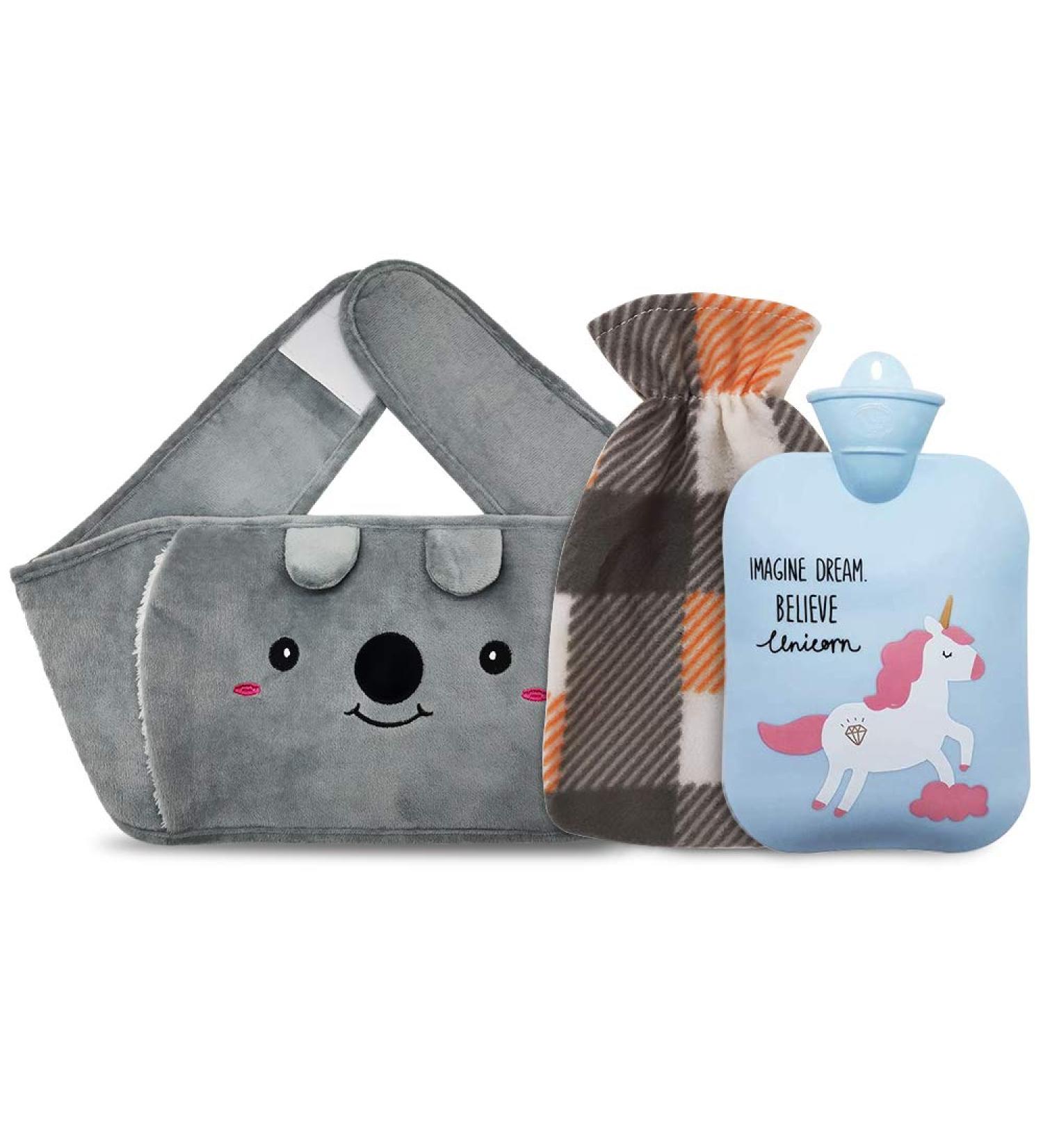 Rubber Hot Water Bottle with Soft Waist Cover - Blue | Neck, Shoulder, Back, Legs, & Waist Warmth - Buy Online on GoSupps.com