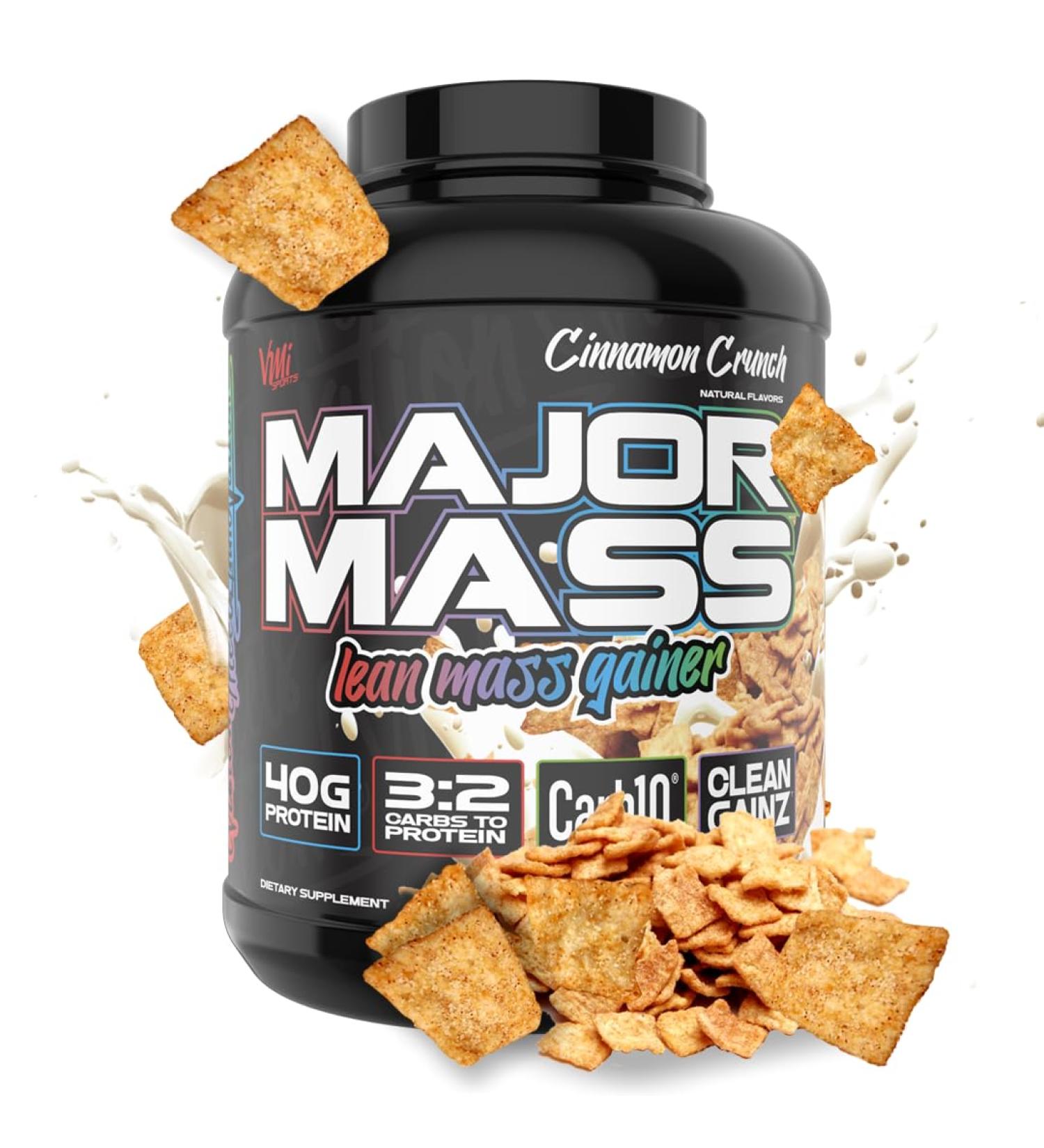 VMI Sports Major Mass Lean Mass Gainer | Protein Powder for Muscle Gain | Weight Gainer for Men & Women | Cinnamon Crunch | 4 Pounds - Buy Online on GoSupps.com