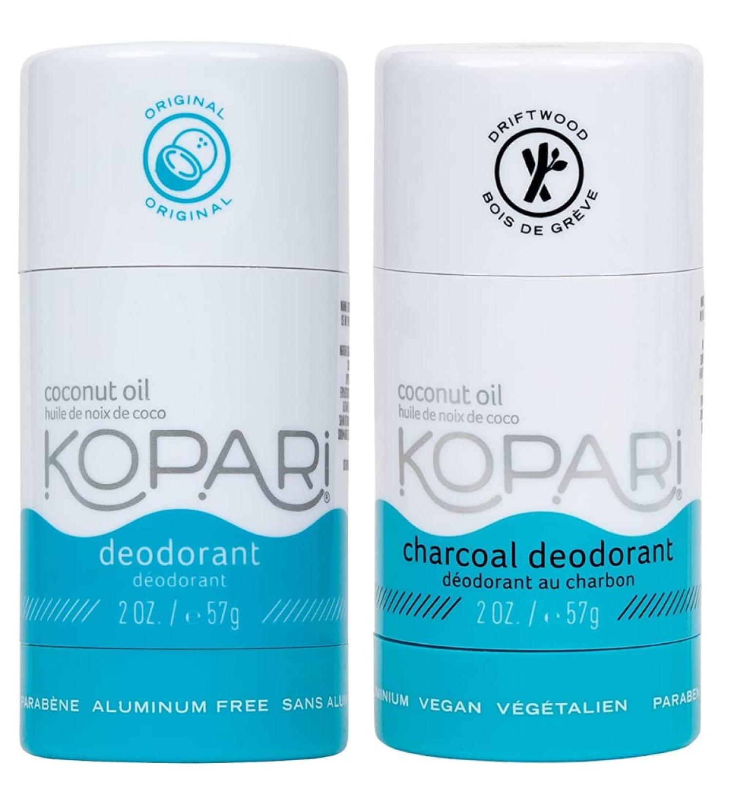 Kopari Aluminum Free Deodorant For Men and Women - Pack of 2 - Original and Charcoal - 2 Oz. - Buy Online on GoSupps.com