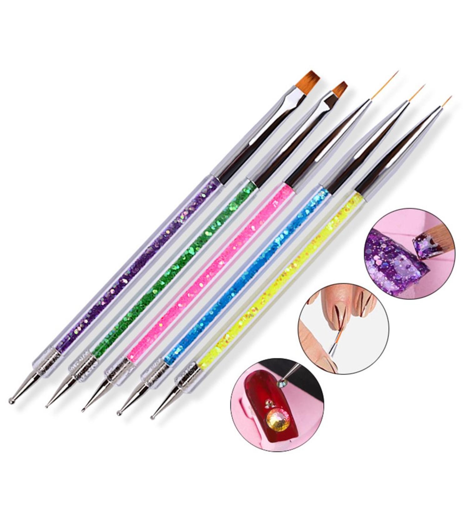 Gracelaza 5pcs Nail Art Brush Set - Precision Paint Pens for UV Gel & Acrylic - Ideal for Nail Designs - Buy Online on GoSupps.com