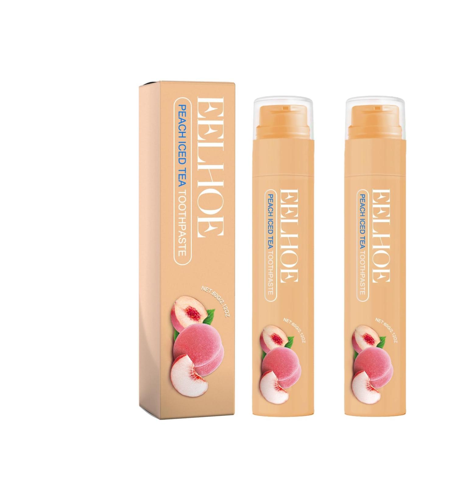 Fruity Taste Toothpaste Dazzling White & Fresh Breath | Small 2-Pack Peach Whitening Paste for Stain Removal - Buy Online on GoSupps.com