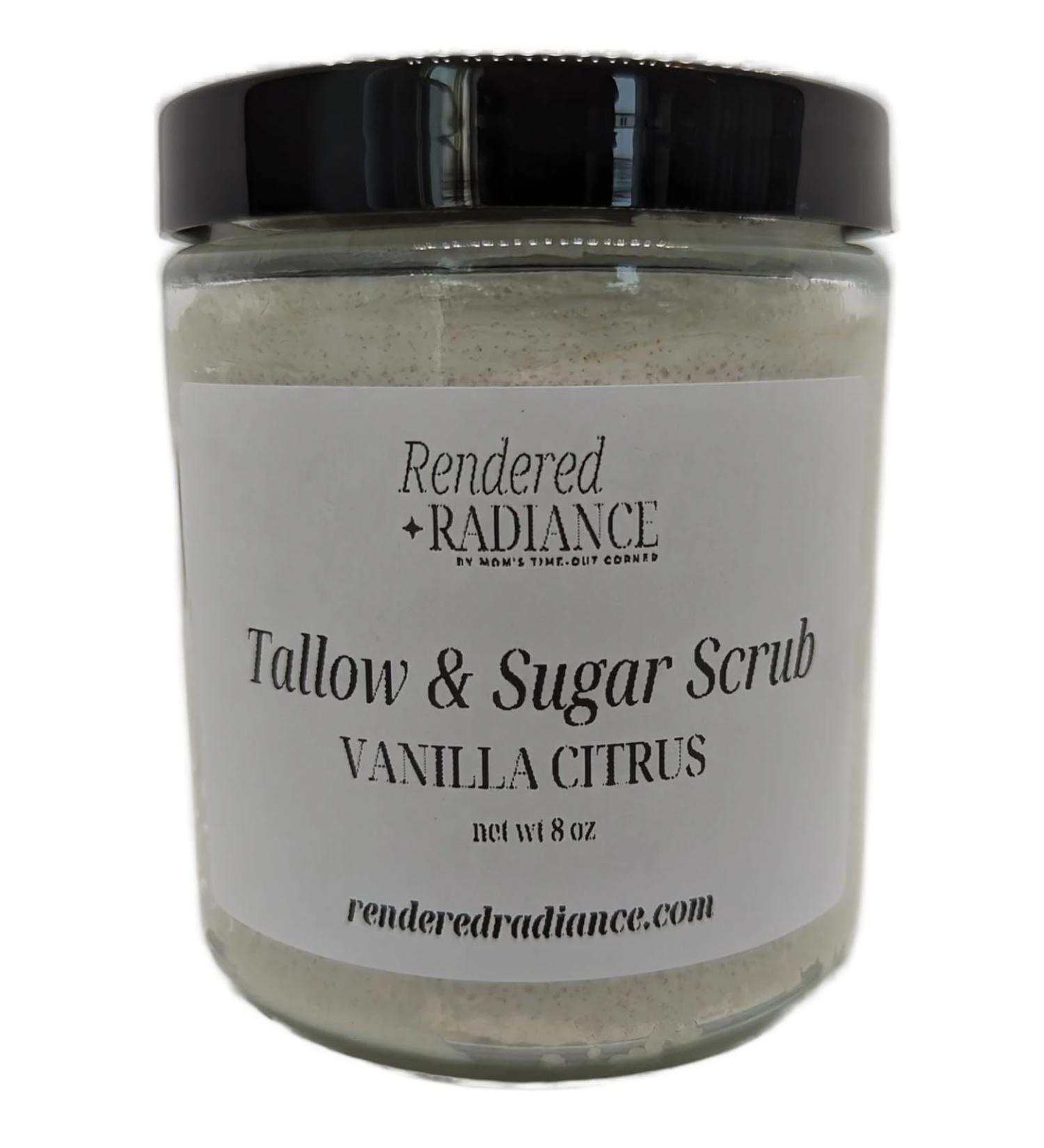 Rendered Radiance by Mom's Time-Out Corner Whipped Tallow & Sugar Scrub Vanilla & Citrus 8.8 oz