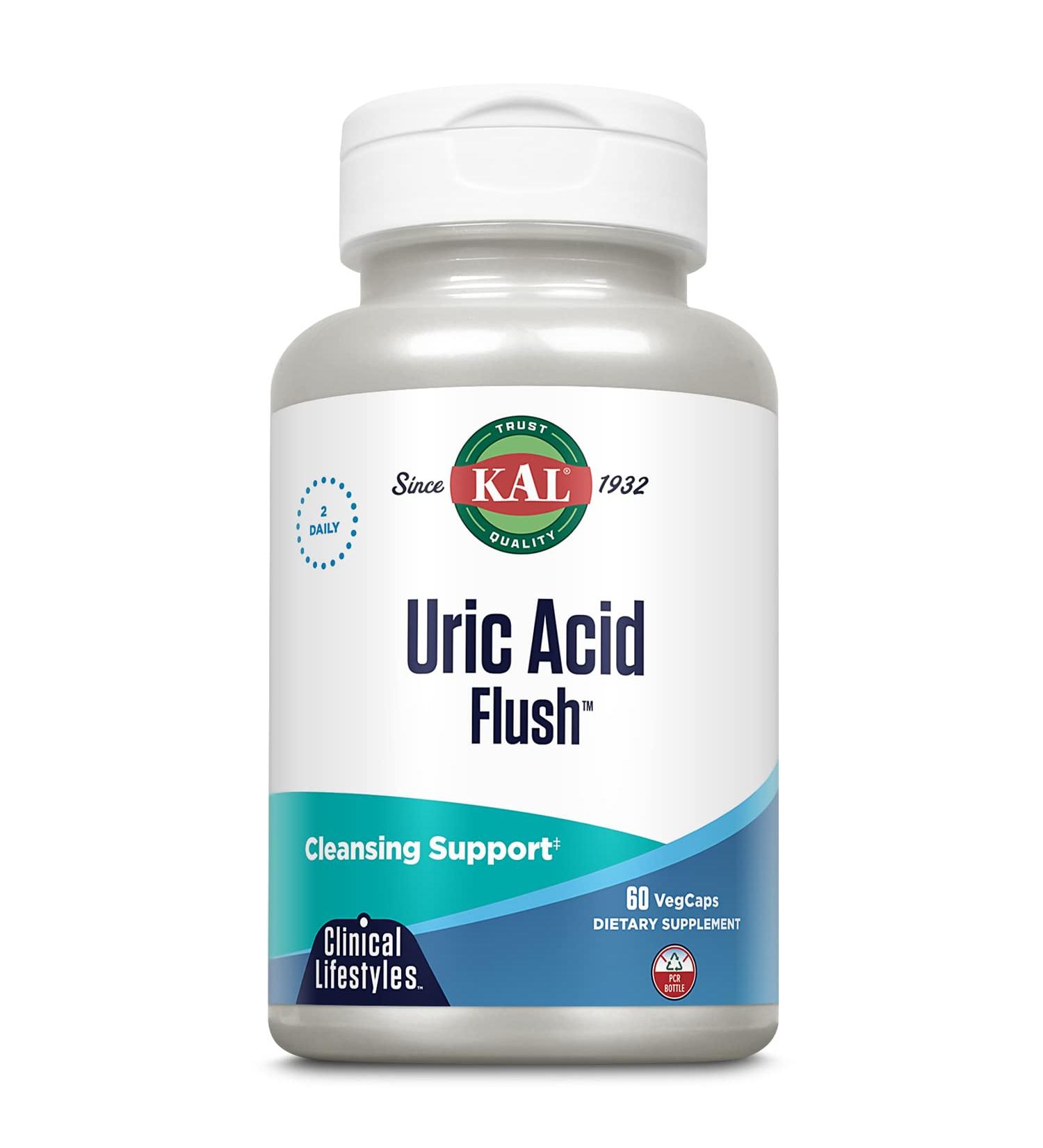 KAL Uric Acid Flush Joint Health Supplement with Tart Cherry Extract Celery Seed and Turmeric Extract Joint Comfort and Mobility Support Lab Verified 60-Day Guarantee 30 Servings 60 VegCaps - Buy Online on GoSupps.com