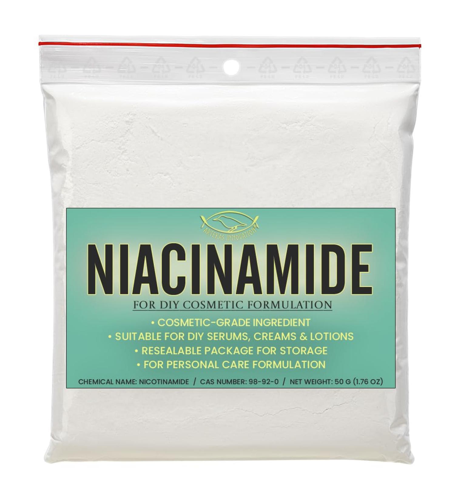 Cosmetic Ingredient NIACINAMIDE For DIY Serums Creams & Lotion Formulation (50 g (1.76 oz)) 50 g (1.76 Ounce) - Buy Online on GoSupps.com
