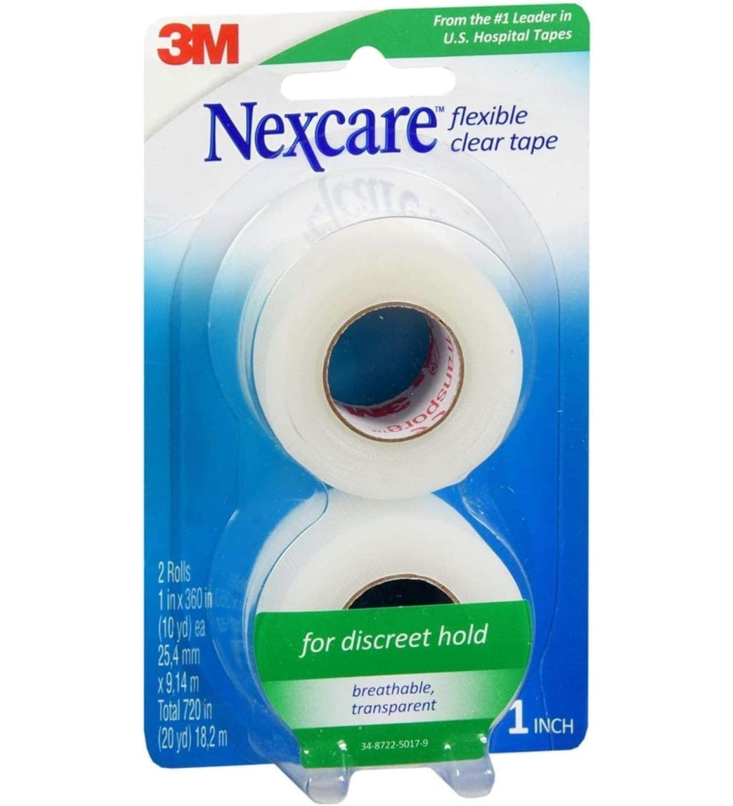 3M Nexcare Flex Clear First Aid Tape 1-Inch X 10-Yard 2 Rolls Per Pack (4 Packs)