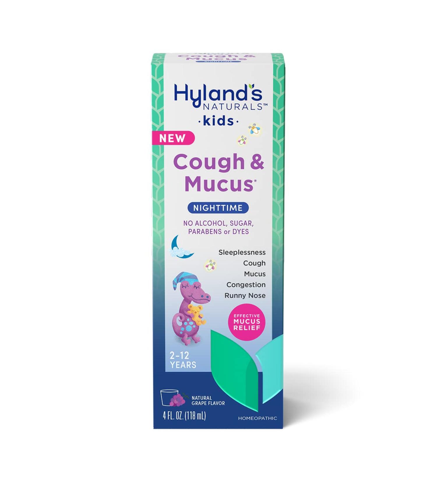 Hyland's Naturals Kids Cough and Mucus Nighttime Liquid - 4oz | Natural Relief for Ages 2-12 - Buy Online on GoSupps.com