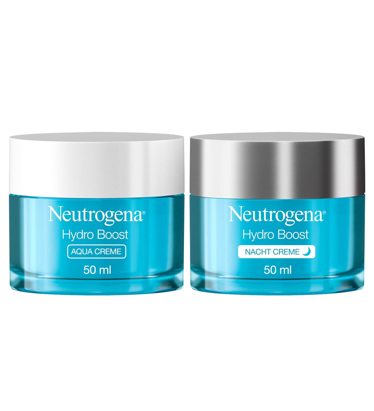 Neutrogena Hydro Boost Day & Night Facial with Aqua Cream (50ml) & Night Cream (50ml) Hydrating Day Cream & Night Cream with Hyaluronic Acid - Buy Online on GoSupps.com