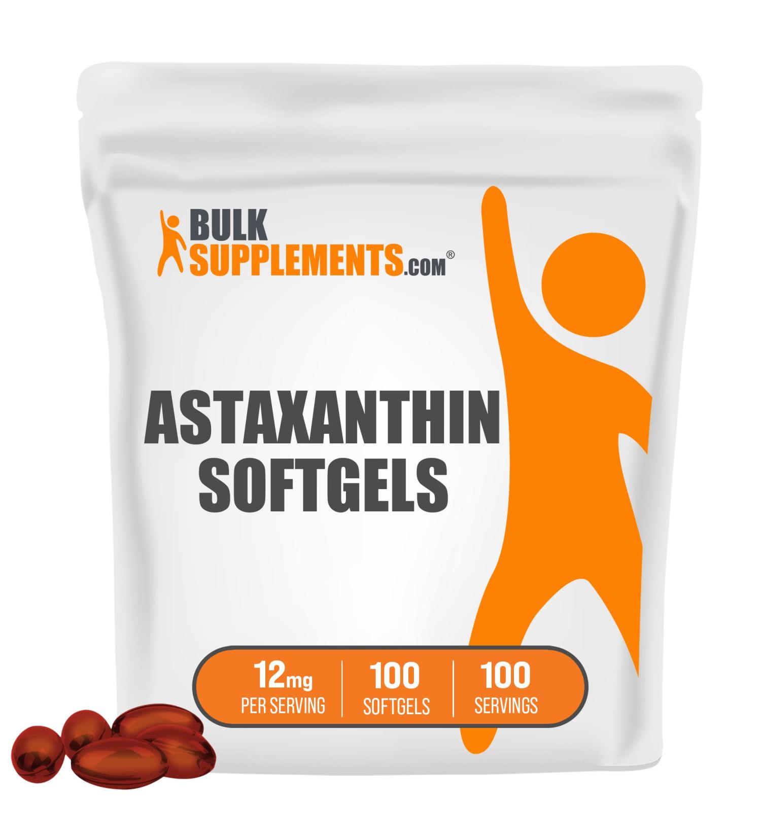 BulkSupplements Astaxanthin 12mg Softgels - Antioxidant & Eye Health Supplement - 100ct (100 Servings) - Buy Online on GoSupps.com