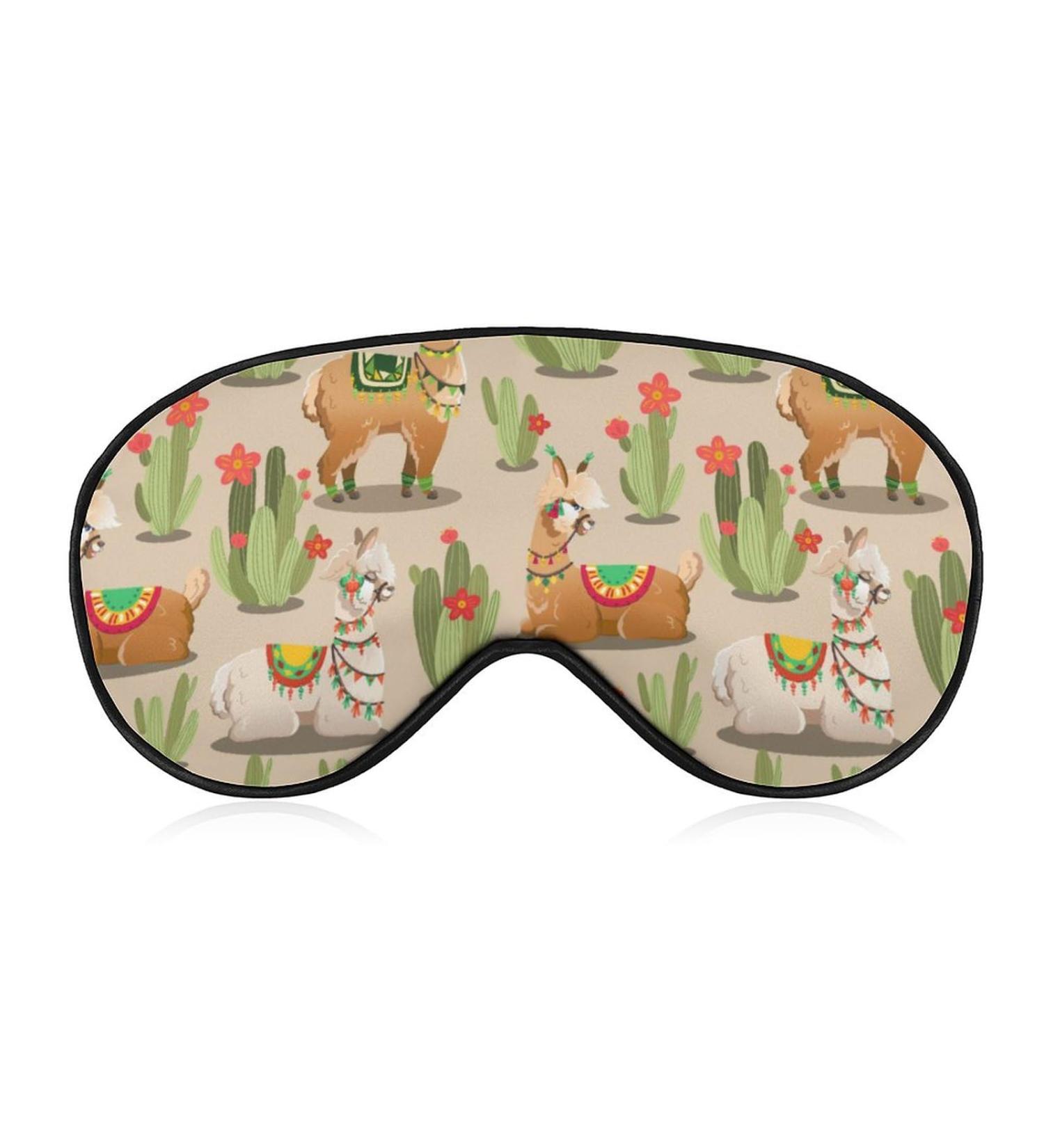 Llama Desert Cactus Sleep Mask - Adjustable Strap Eye Cover for Sleeping and Travel - Blocks Light for Night Naps - Men and Women - Buy Online on GoSupps.com