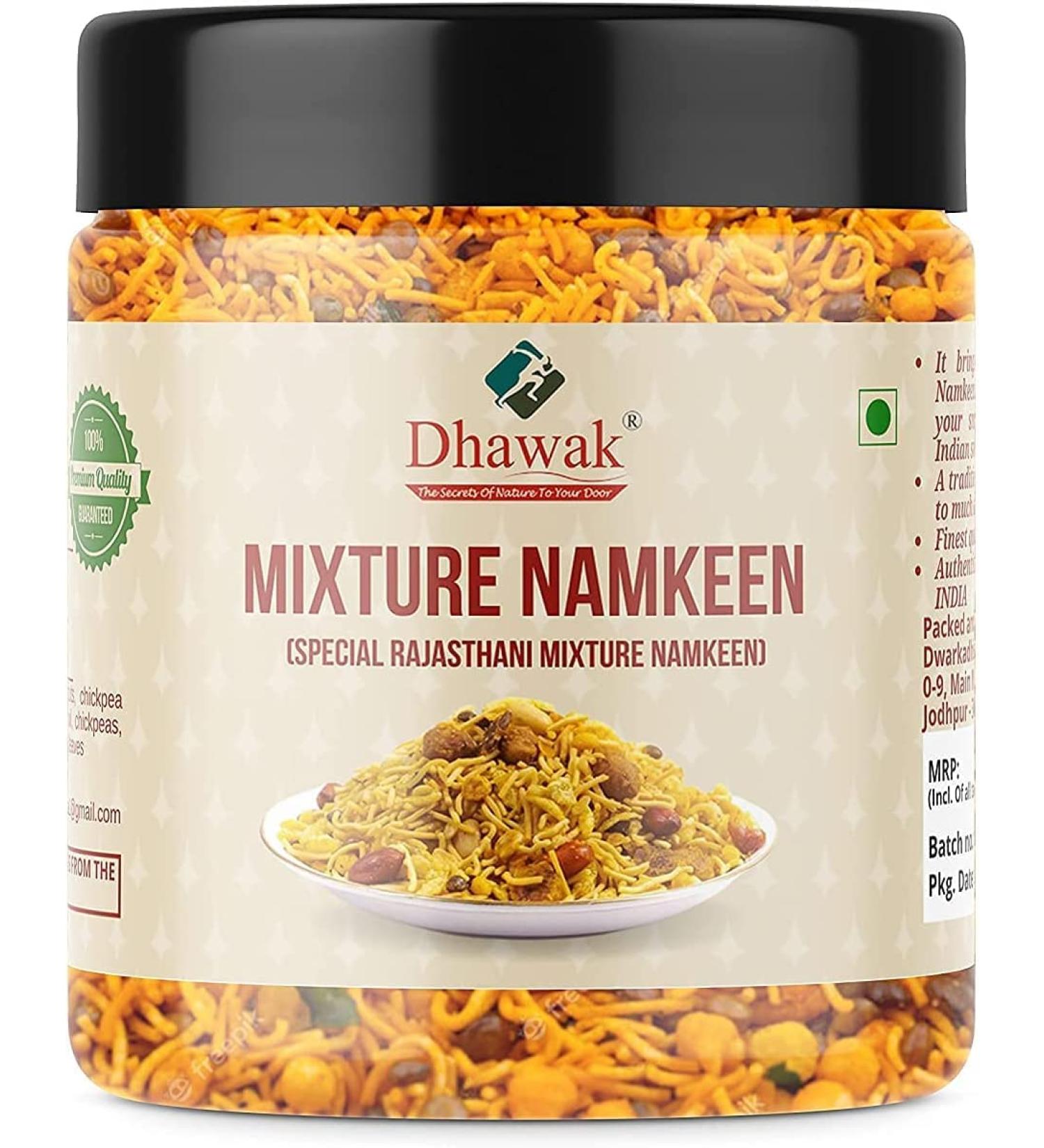 AOZA Dhawak Rajasthani Mixture Namkeen - 200 GMS. (Delicious Normal Spicy) Jar Pack  - Buy Online on GoSupps.com