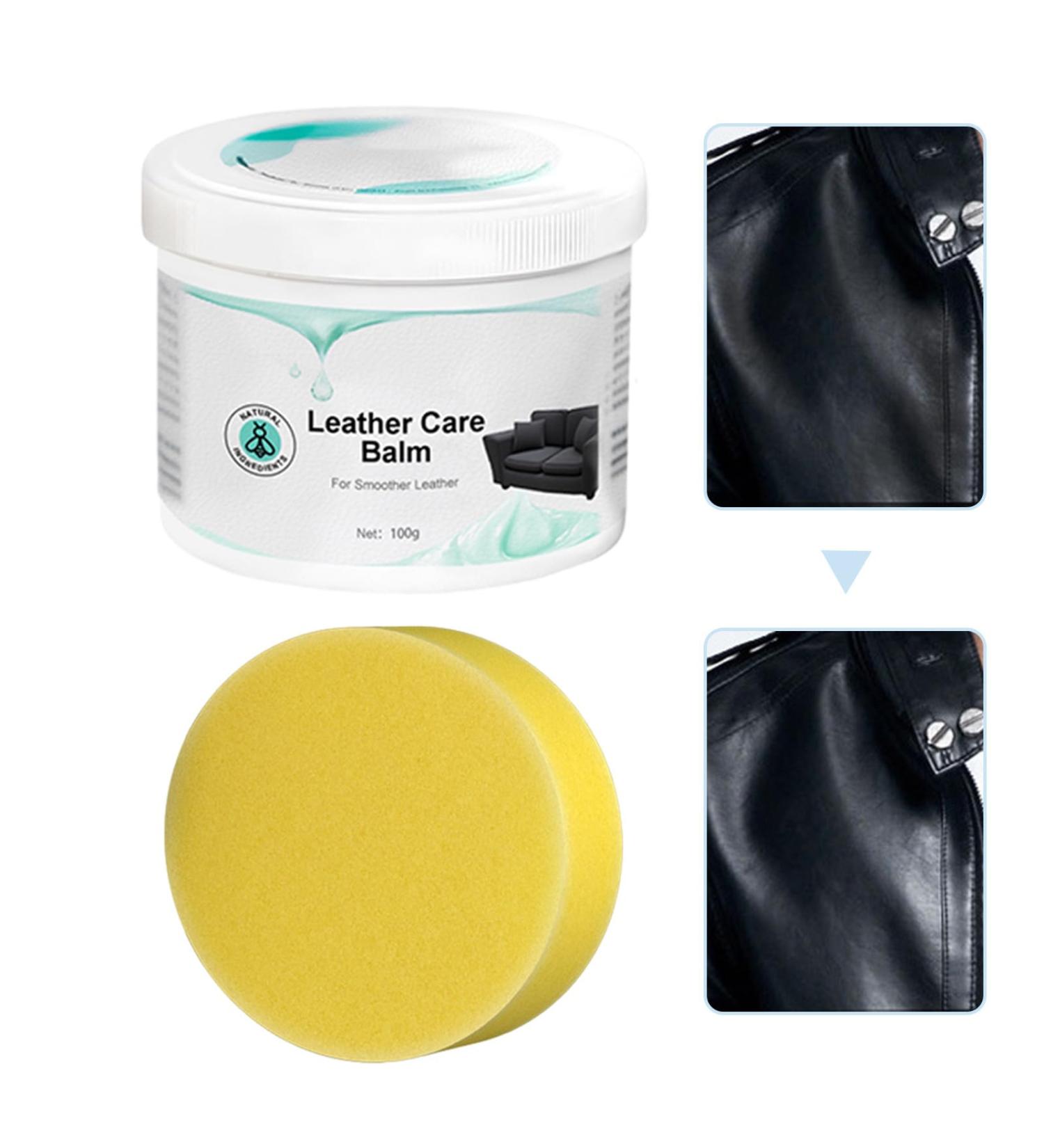 Leather Care Cream - 100g Leather Care Balm Furniture Cleaner | Professional Beeswax Furniture Polish Restorer Leather Polish & Conditioner with 1 Sponge for Furniture - Buy Online on GoSupps.com