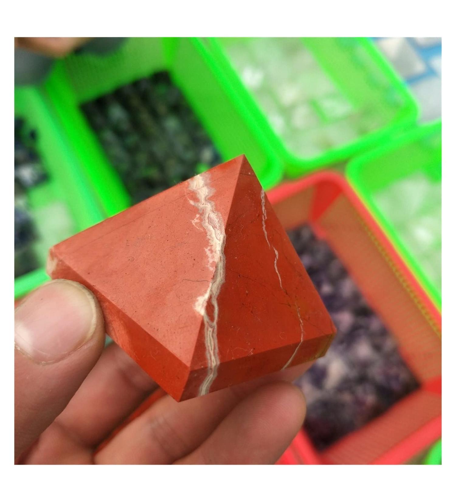 Natural Red Jasper Stone Quartz Crystal Pyramid Reiki Home Decoration Full of Texture - Buy Online on GoSupps.com