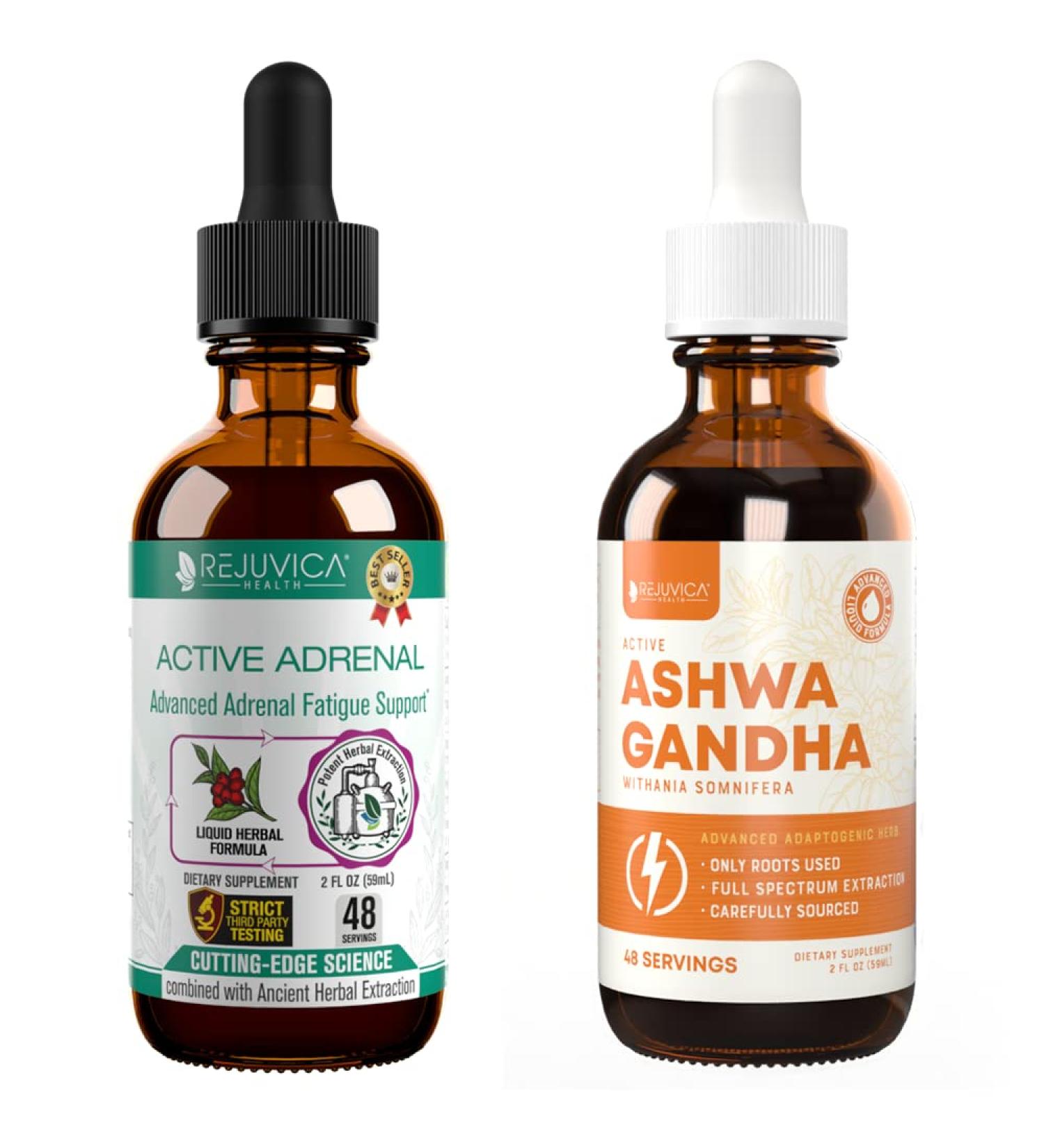 Active Adrenal + Active Ashwagandha - Support Adrenal Health + Energy - Liquid Delivery for Better Absorption - Rhodiola Ashwagandha B-Vitamins Holy Basil & More! - Buy Online on GoSupps.com