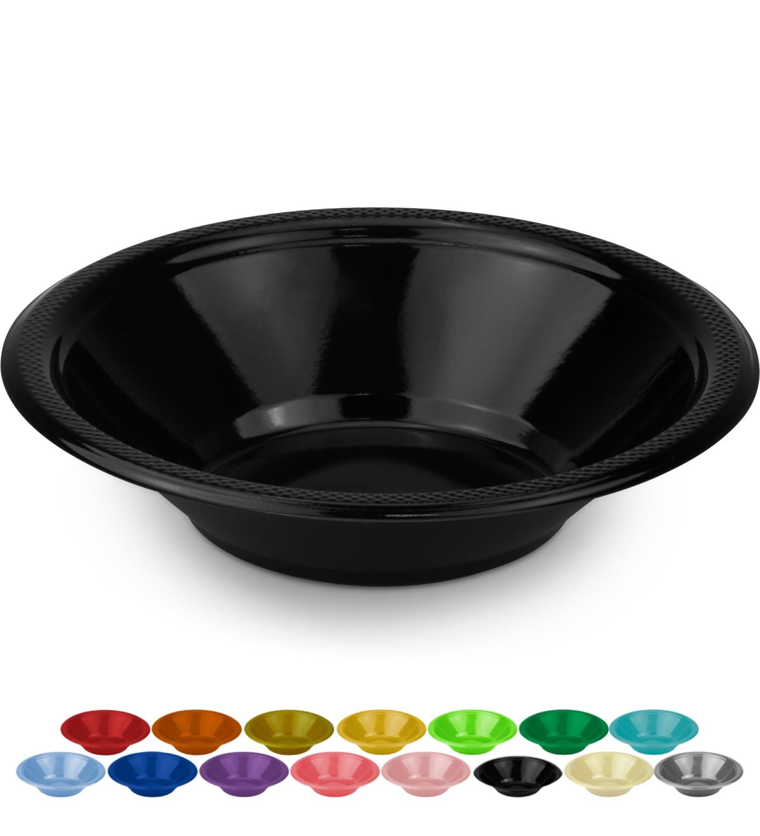 DecorRack 24 Small Plastic Bowls 7 inch Disposable Popcorn Soup and Salad Bowls Kids Birthday and Holiday Party Supplies Fruit Snack Serving Bowl 12 oz Black (Pack of 24) - Buy Online on GoSupps.com