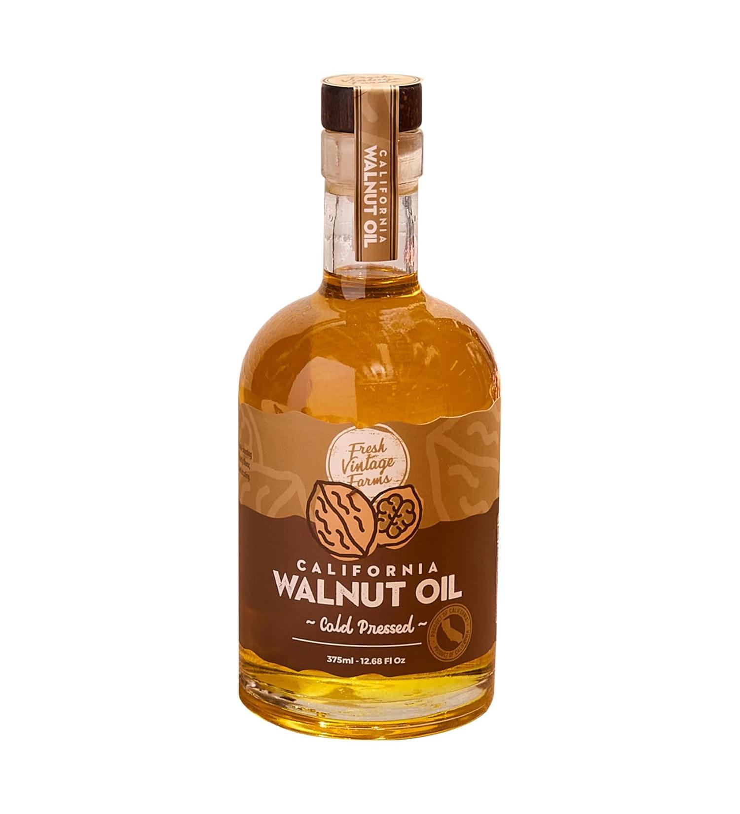 Fresh Vintage Farms Walnut Oil - Cold Pressed California Grown | Ideal for Cooking, Baking, Grilling, Dipping & Salads - Buy Online on GoSupps.com