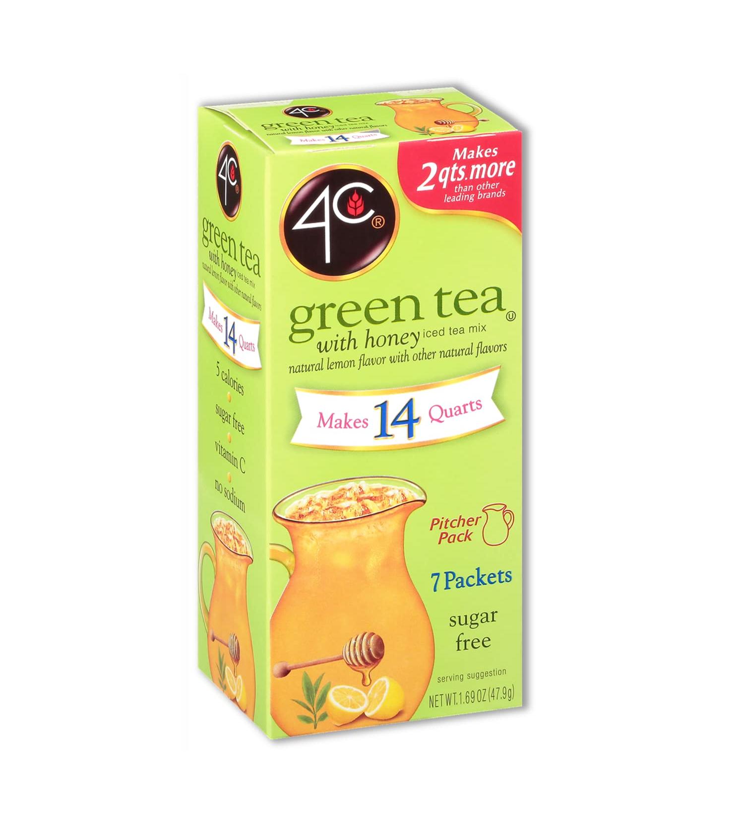 4C Green Tea Pitcher Packs 14 Quarts Sugar-Free Drink Mix - 3 Pack of 7 Count Packets - Refreshing Water Flavorings - 2 Quarts each packet - Buy Online on GoSupps.com