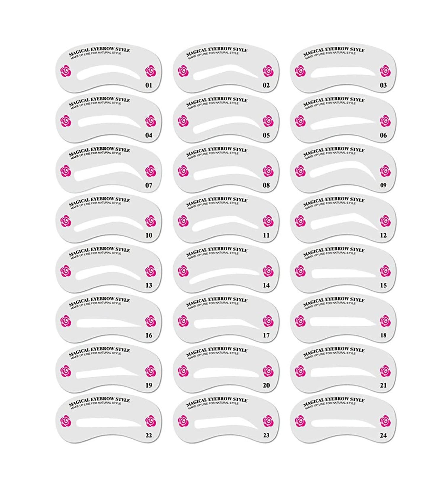 Sioppkik 24 Forms Eyebrow Template Set - Reusable DIY Makeup Tool for Perfect Eyebrows | International Shipping Available - Buy Online on GoSupps.com