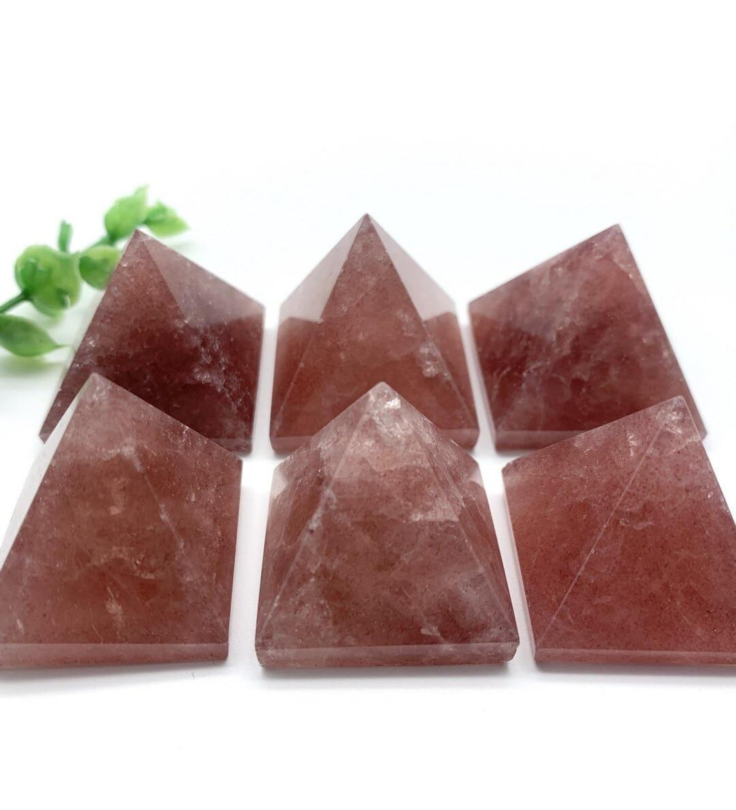 Natural Crystal Rough 30mm Natural Red Strawberry Stone Quartz Crystal Pyramid Reiki Tower Home Ornaments Decoration Stones - Buy Online on GoSupps.com