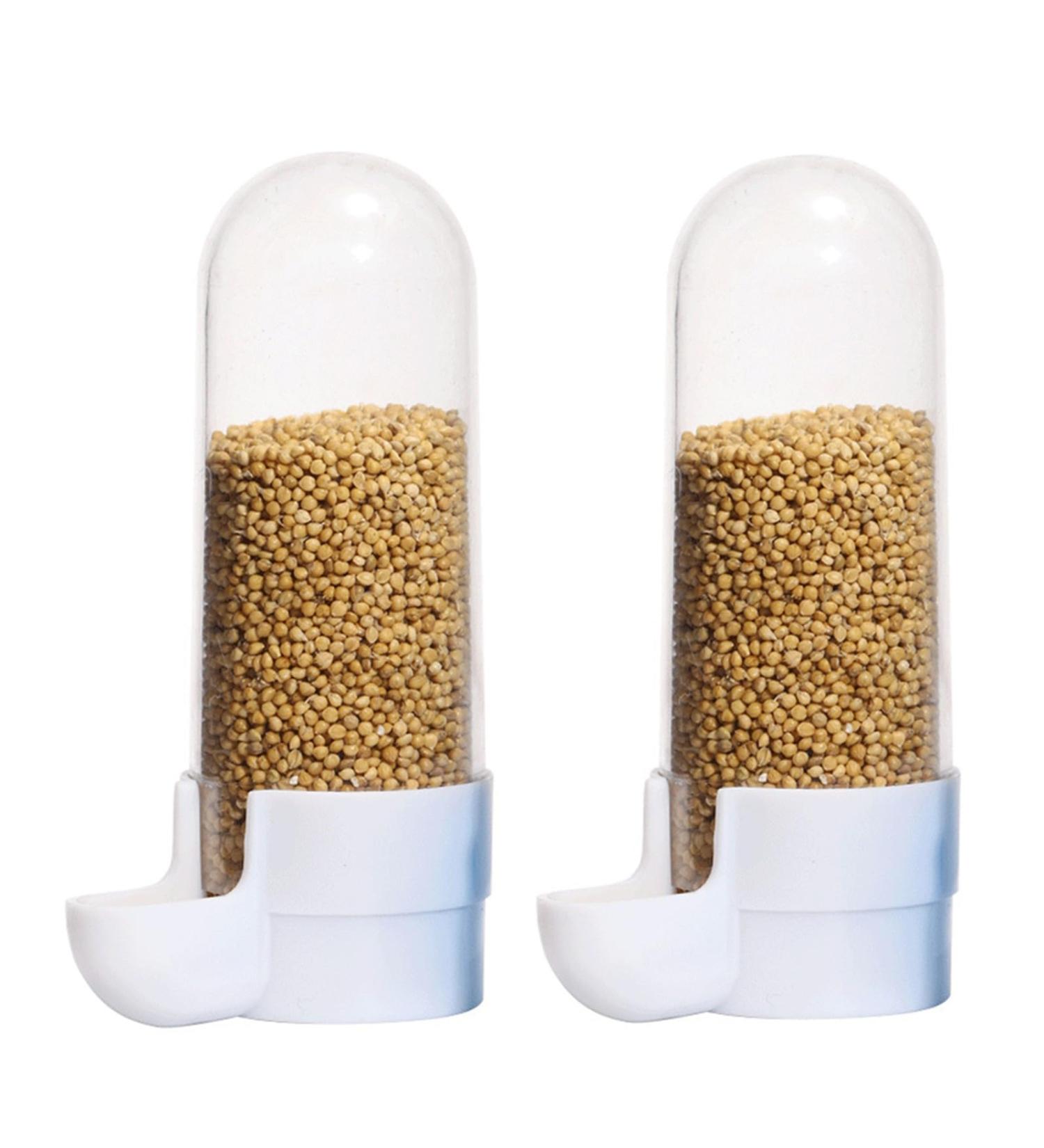 Automatic Bird Water & Feed Dispenser - Parrot Potion for Ornamental Birds (2 Pieces White) | International Shipping Available - Buy Online on GoSupps.com