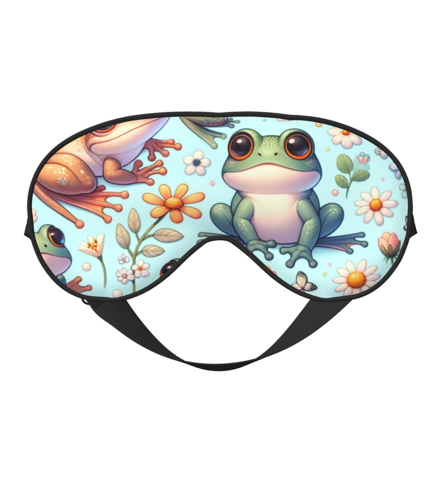 Double-Sided Cartoon Frog & Floral Eye Mask | Unisex Sleep Shade Cover | Best Sleep Aid for Travel & Home - Buy Online on GoSupps.com