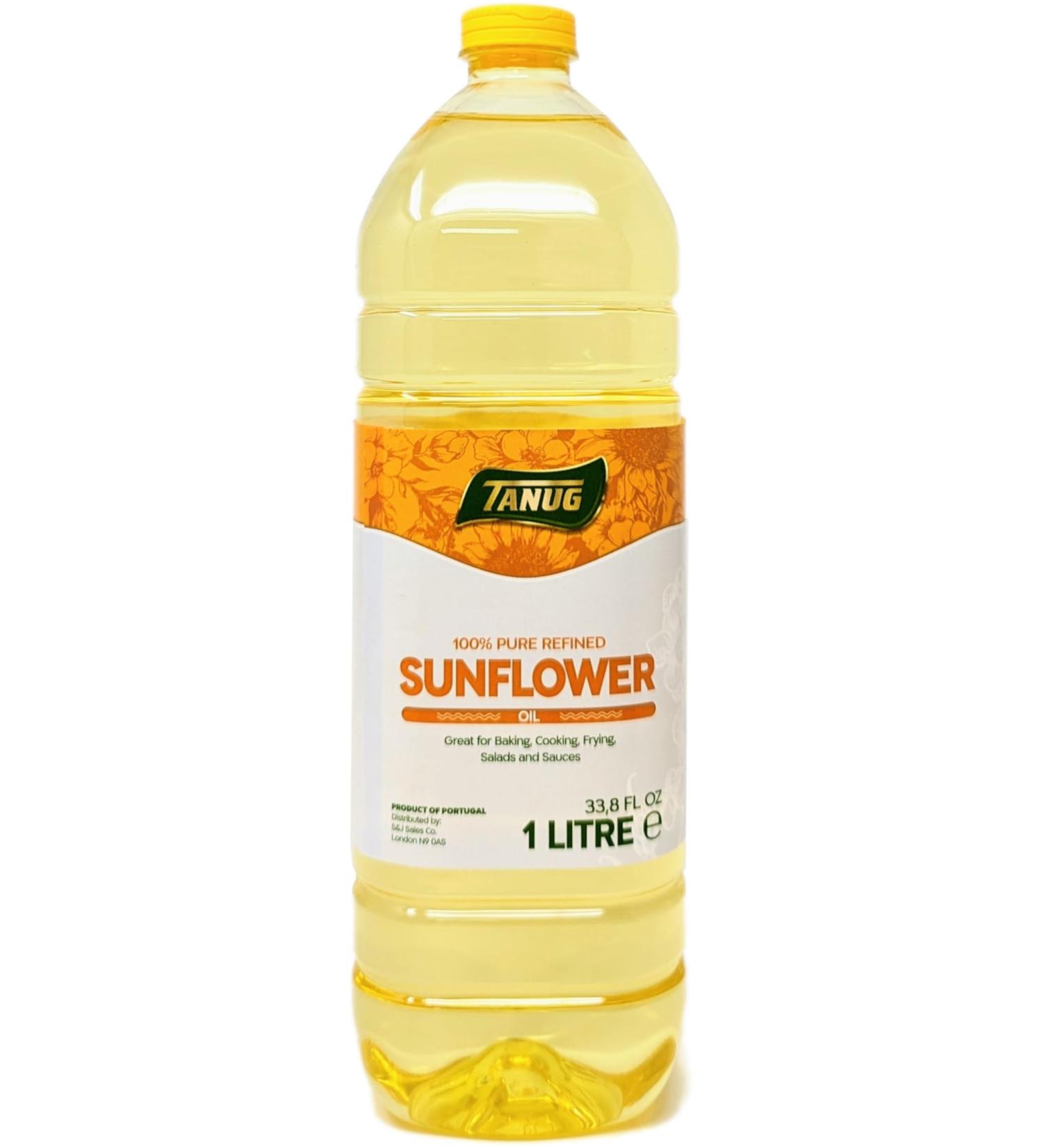 Tanug Sunflower Oil 1L | 100% Pure Refined Sunflower Oil Great for Cooking Baking Frying Salads & Sauces - Buy Online on GoSupps.com