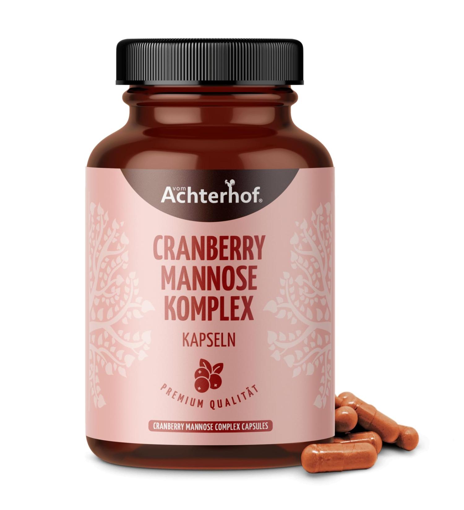 Cranberry Manosis Complex Capsules - 180 Vegan Capsules | 96mg PAC 80mg D-Mannose & 20mg Vitamin C | Pure Nutrients from Achterhof - Buy Online on GoSupps.com