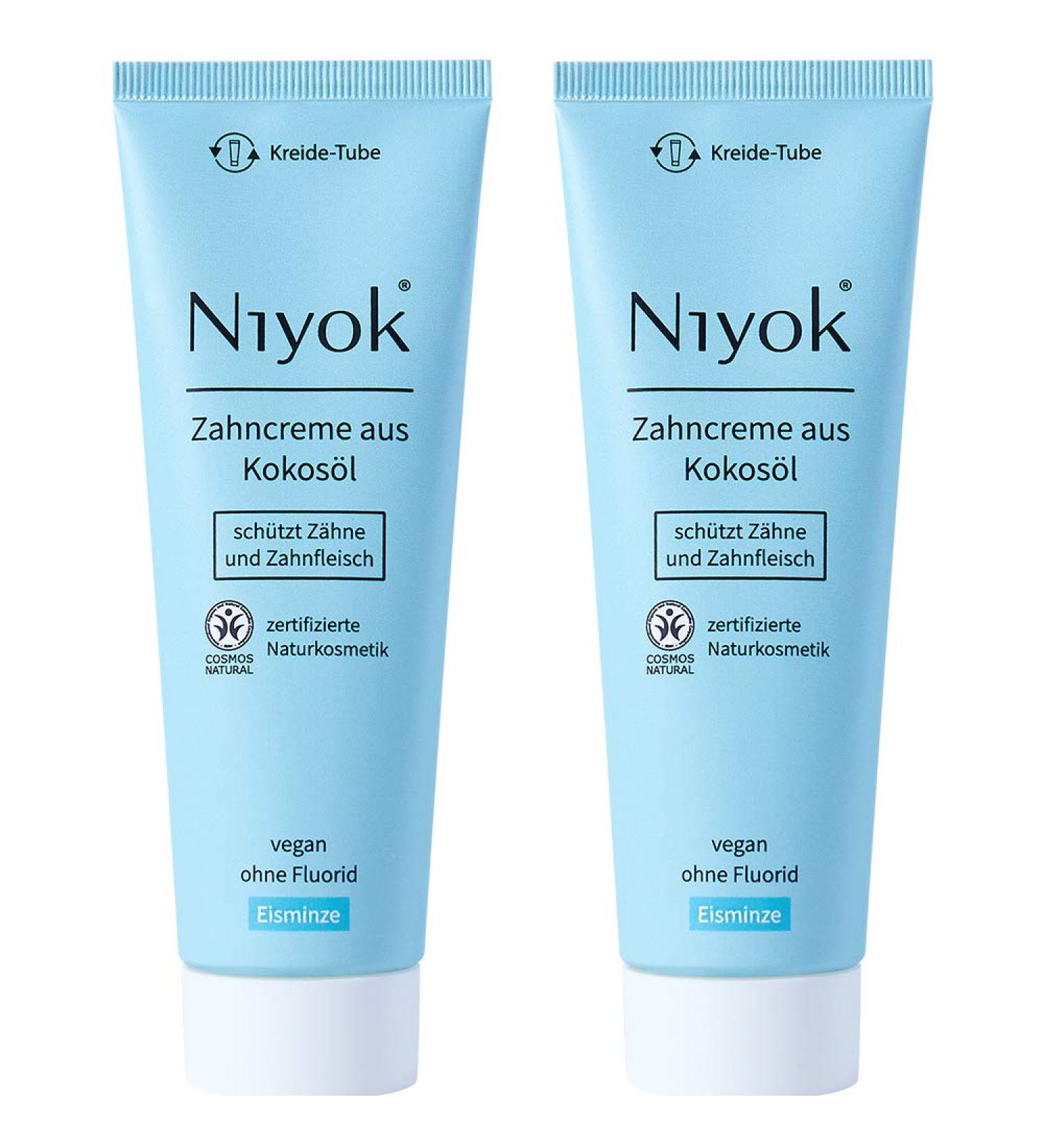 NIYOK Toothpaste Coconut Oil Ice Mint (2x75ml) fluoride-free toothpaste natural cosmetics